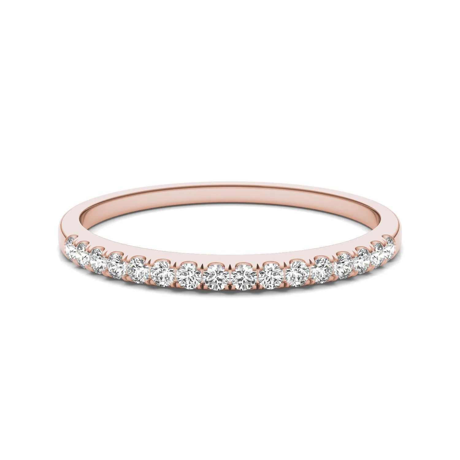 0.16 CTW DEW Round Moissanite Wedding Band in 14K Rose Gold - Image 4