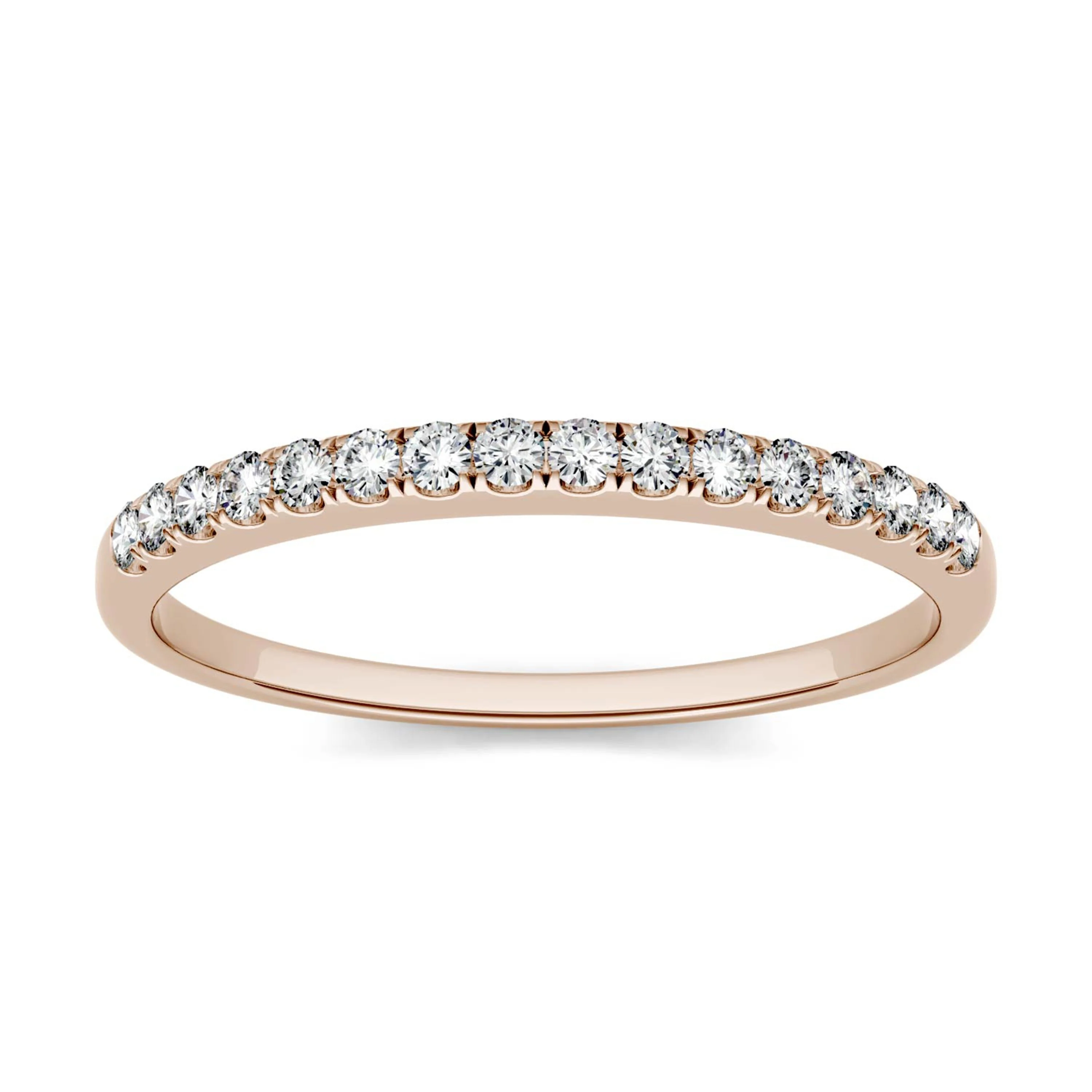 0.16 CTW DEW Round Moissanite Band in 14K Rose Gold