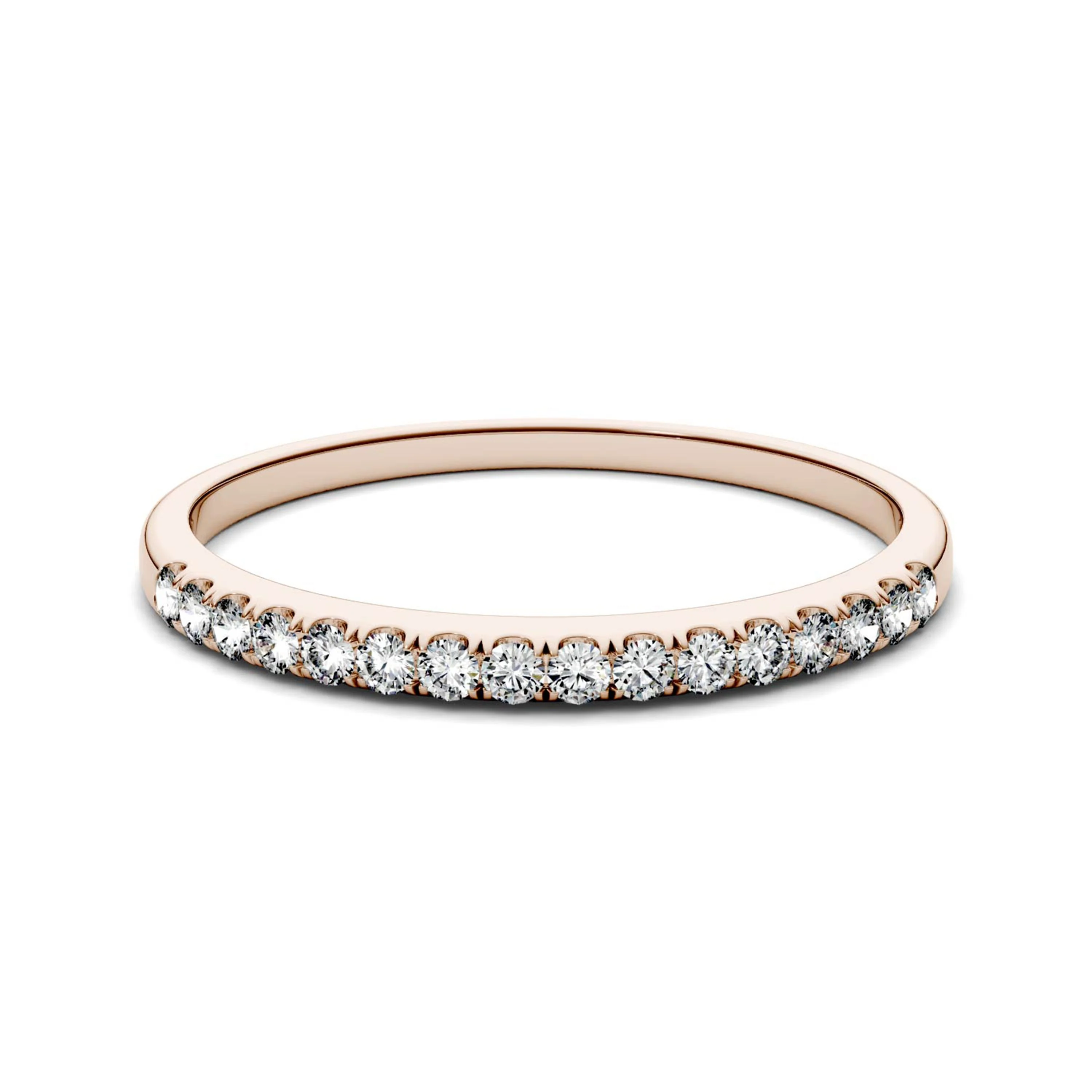 0.16 CTW DEW Round Moissanite Band in 14K Rose Gold - Image 4