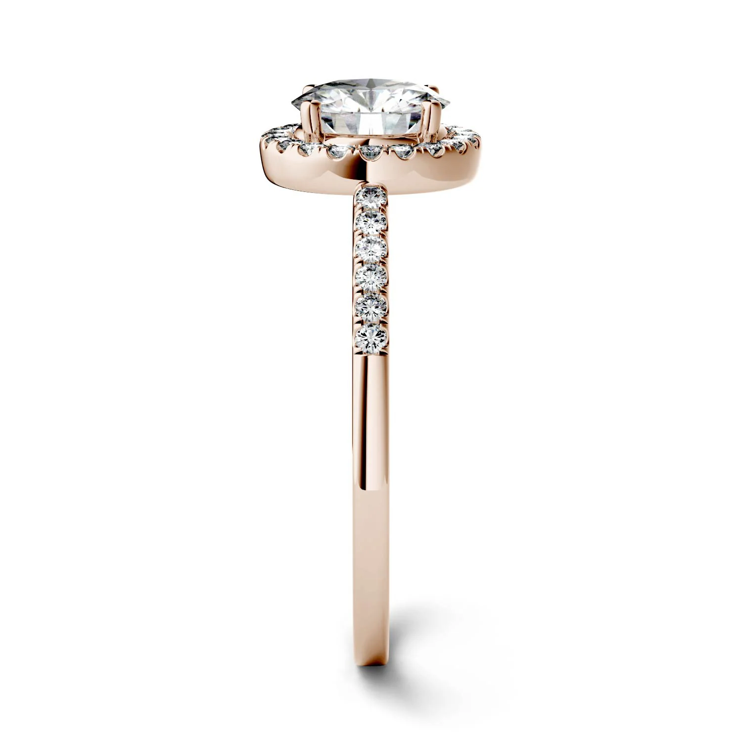 1.30 CTW DEW Round Moissanite Halo Ring in 14K Rose Gold - Image 2