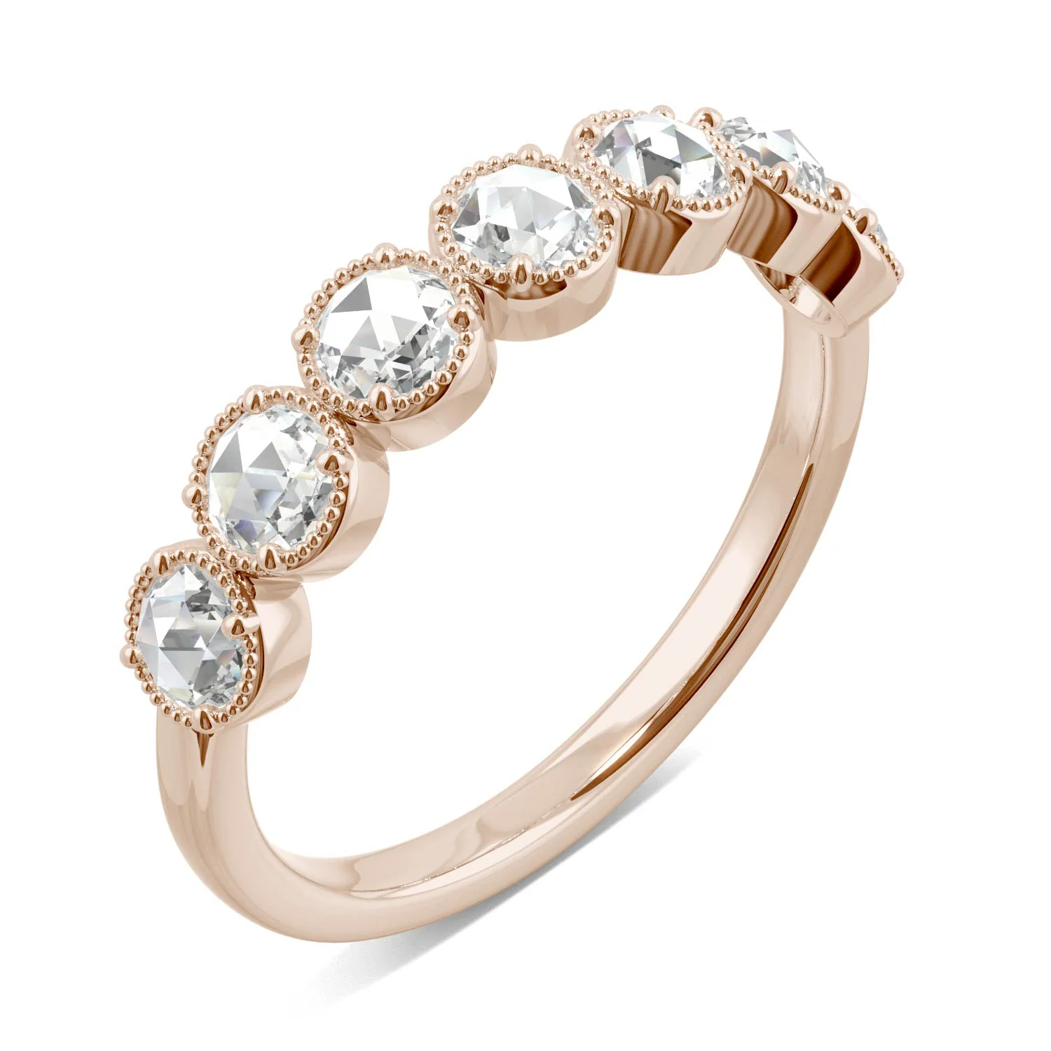 0.42 CTW DEW Rose-Cut Moissanite Seven-Stone Band in 14K Rose Gold - Image 2