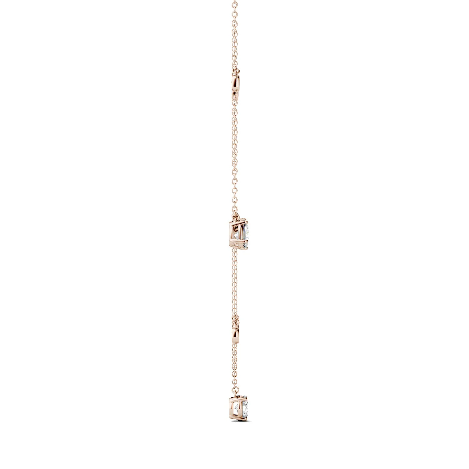 1.08 CTW DEW Round Moissanite Station Drop Necklace in 14K Rose Gold - Image 2