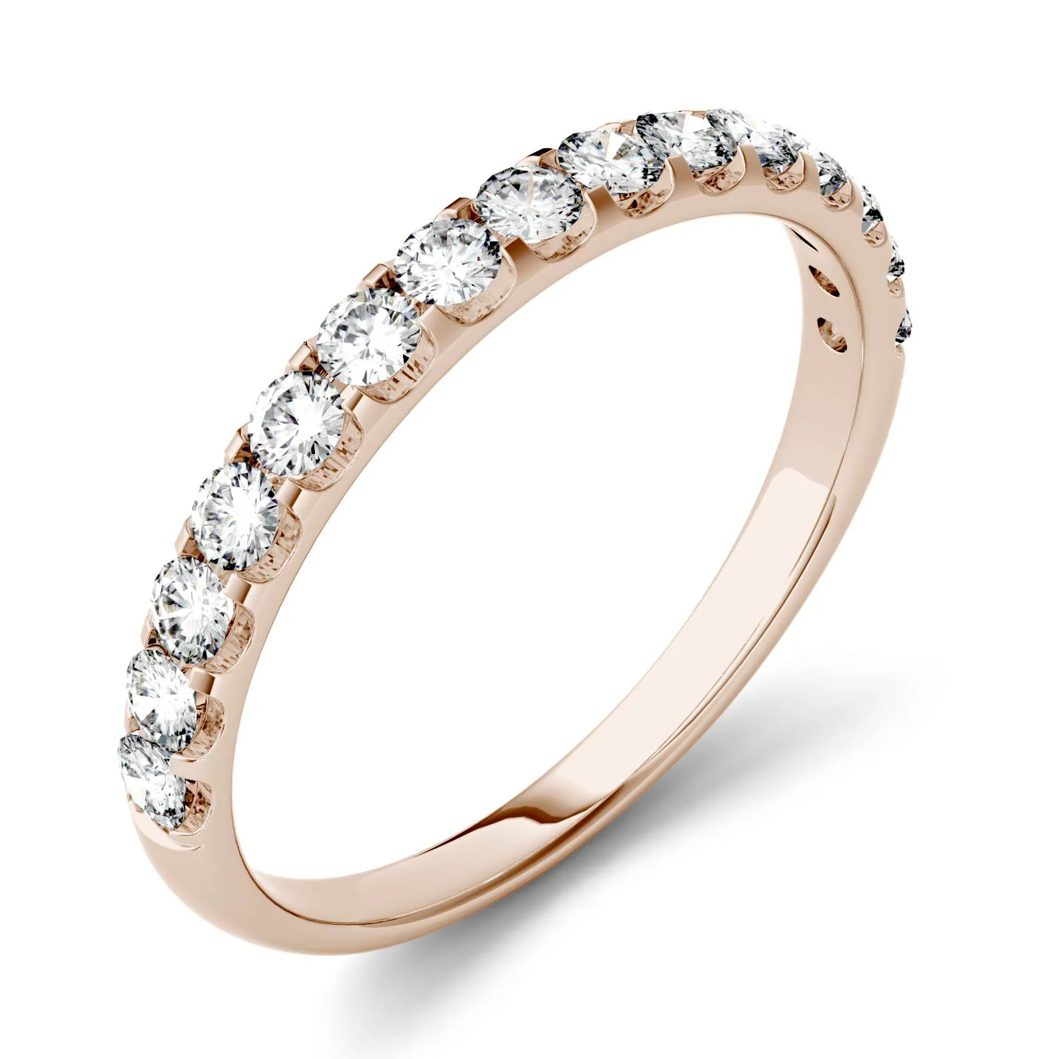 0.45 CTW DEW Round Moissanite Anniversary Band in 14K Rose Gold - Image 3