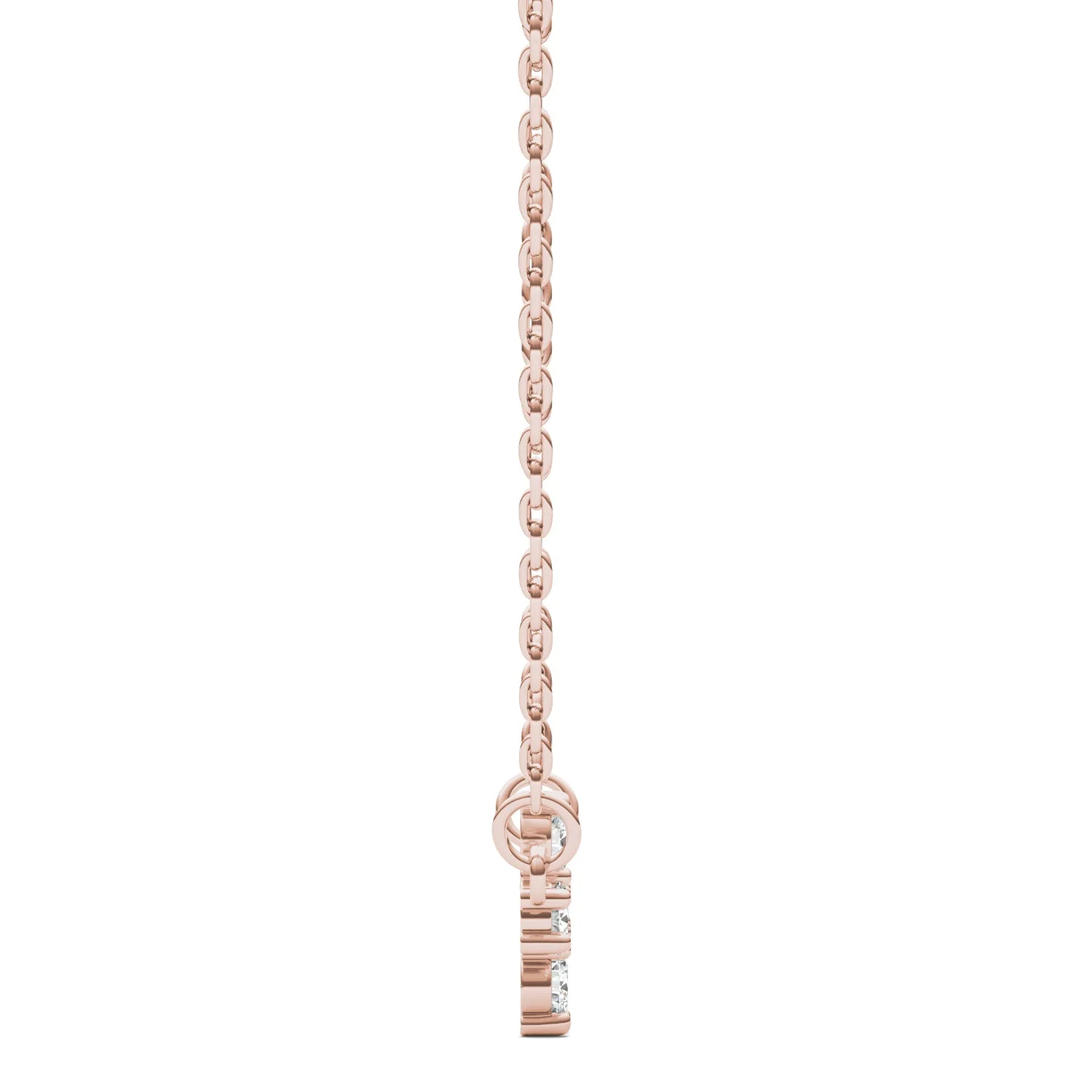 0.18 CTW DEW Round Moissanite Fixed Cross Necklace in 14K Rose Gold - Image 2