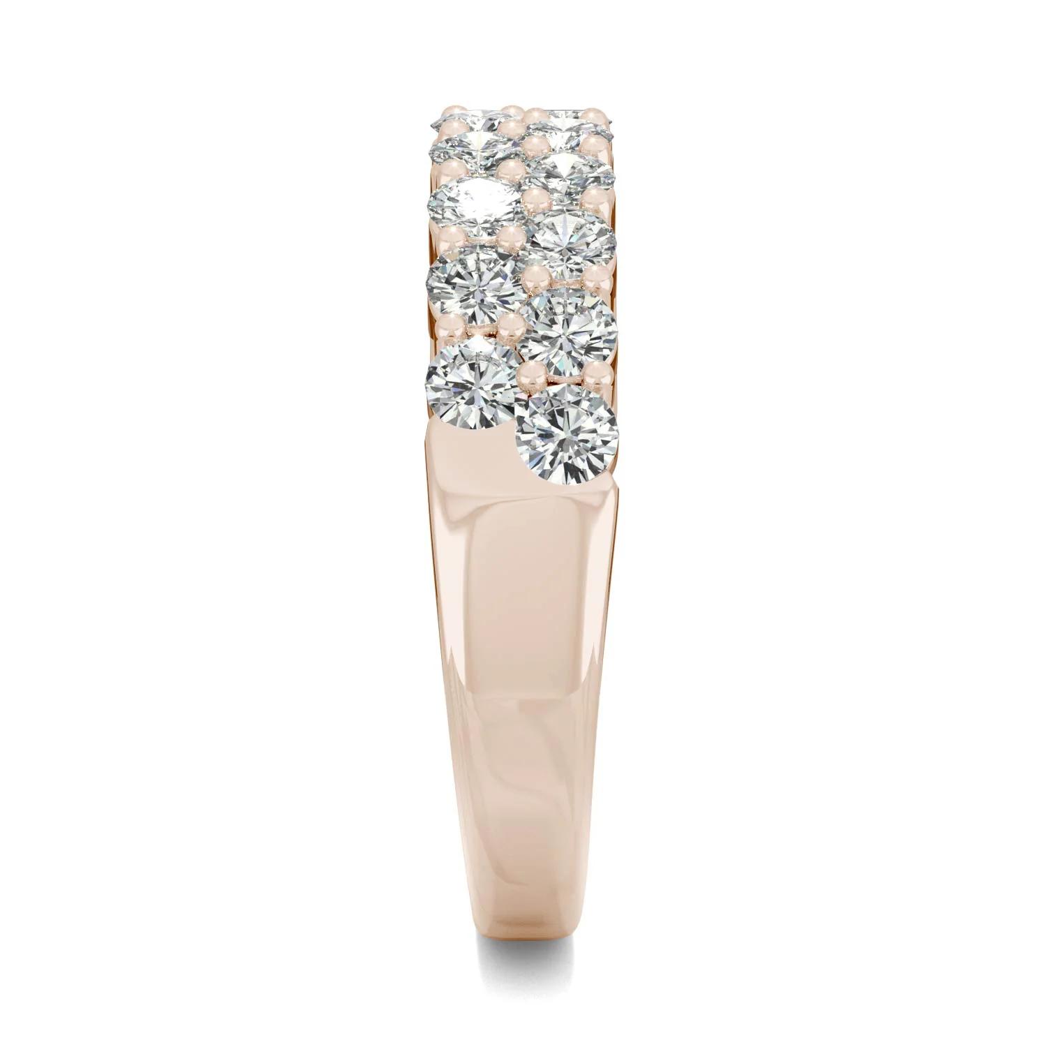 1.00 CTW DEW Round Moissanite Double-Row Band in 14K Rose Gold - Image 5