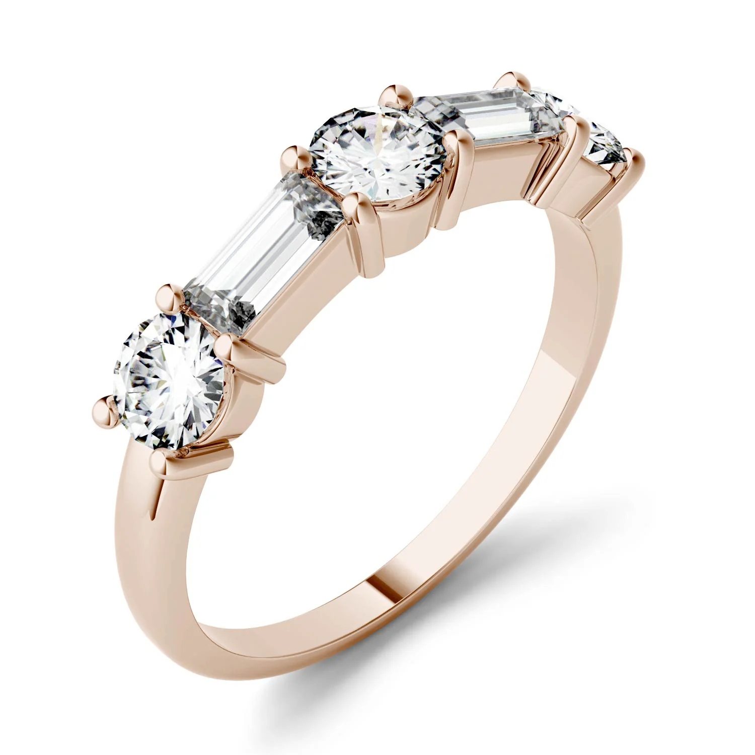1.15 CTW DEW Straight Baguette Moissanite Band in 14K Rose Gold - Image 2