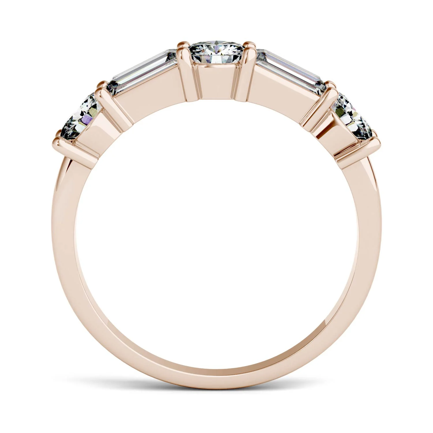 1.15 CTW DEW Straight Baguette Moissanite Band in 14K Rose Gold - Image 3