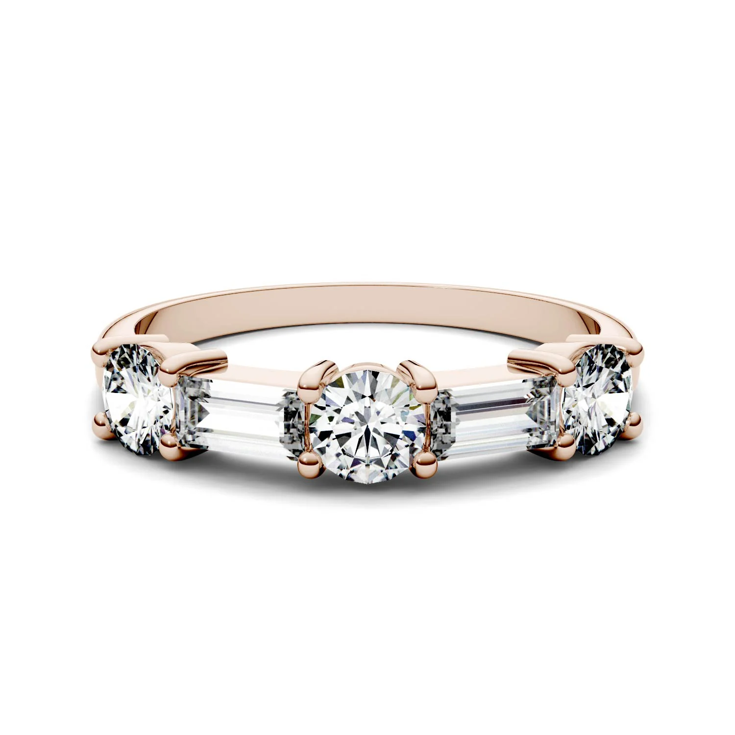 1.15 CTW DEW Straight Baguette Moissanite Band in 14K Rose Gold - Image 4