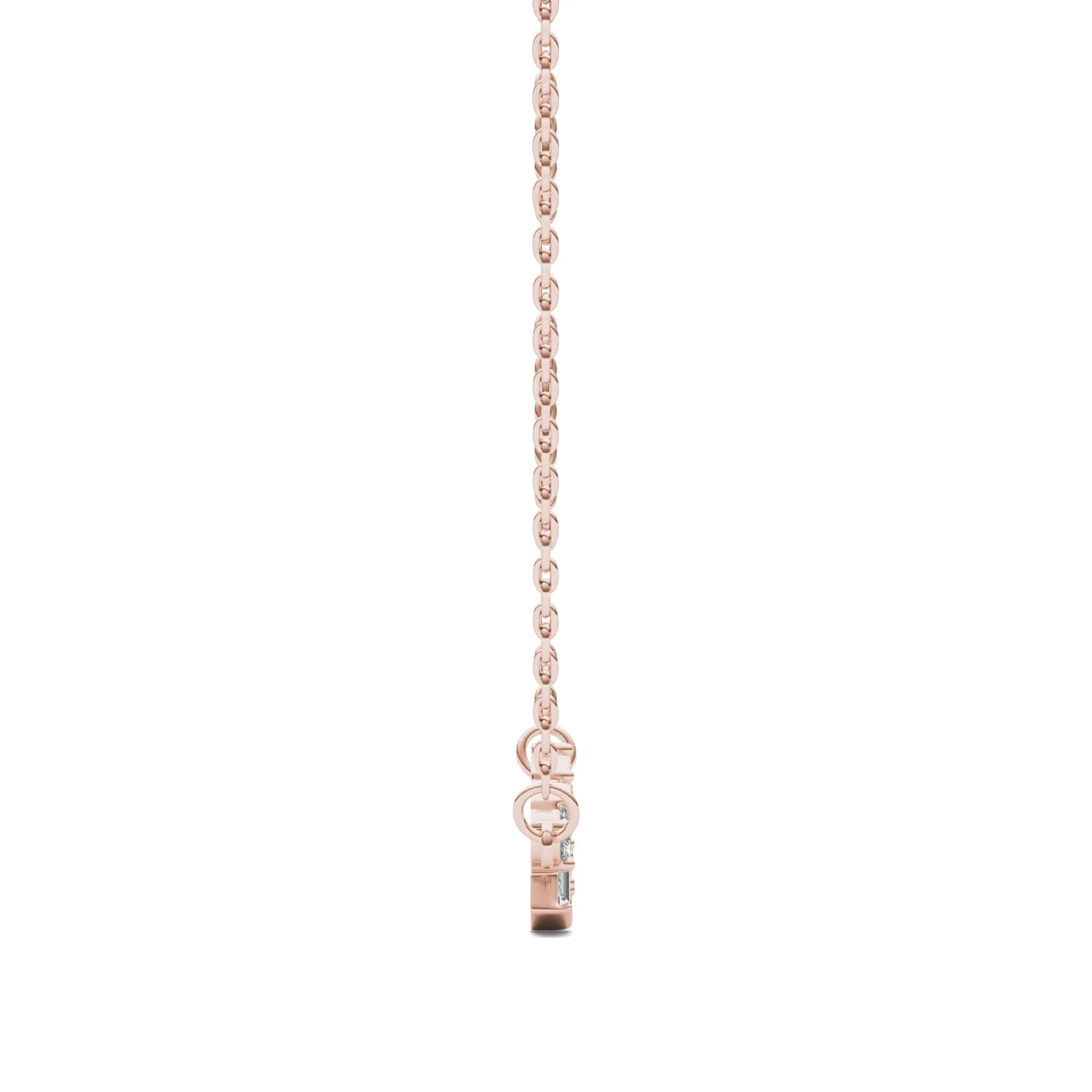 0.72 CTW DEW Straight Baguette Moissanite Fixed Alternating Necklace in 14K Rose Gold - Image 2