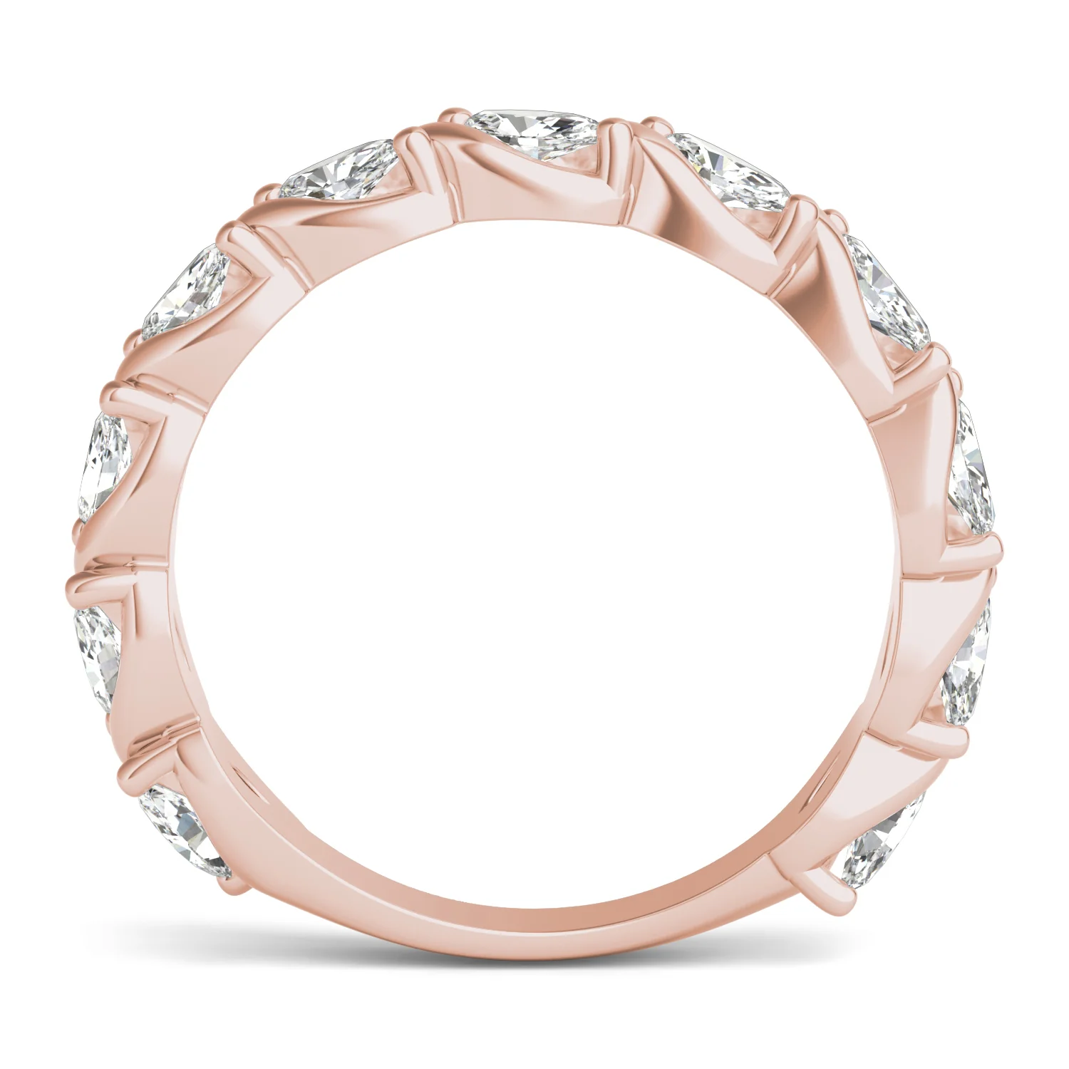 0.77 CTW DEW Marquise Moissanite Anniversary Band in 14K Rose Gold - Image 3