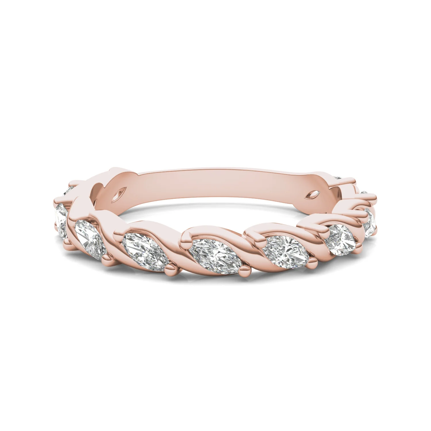 0.77 CTW DEW Marquise Moissanite Anniversary Band in 14K Rose Gold - Image 4