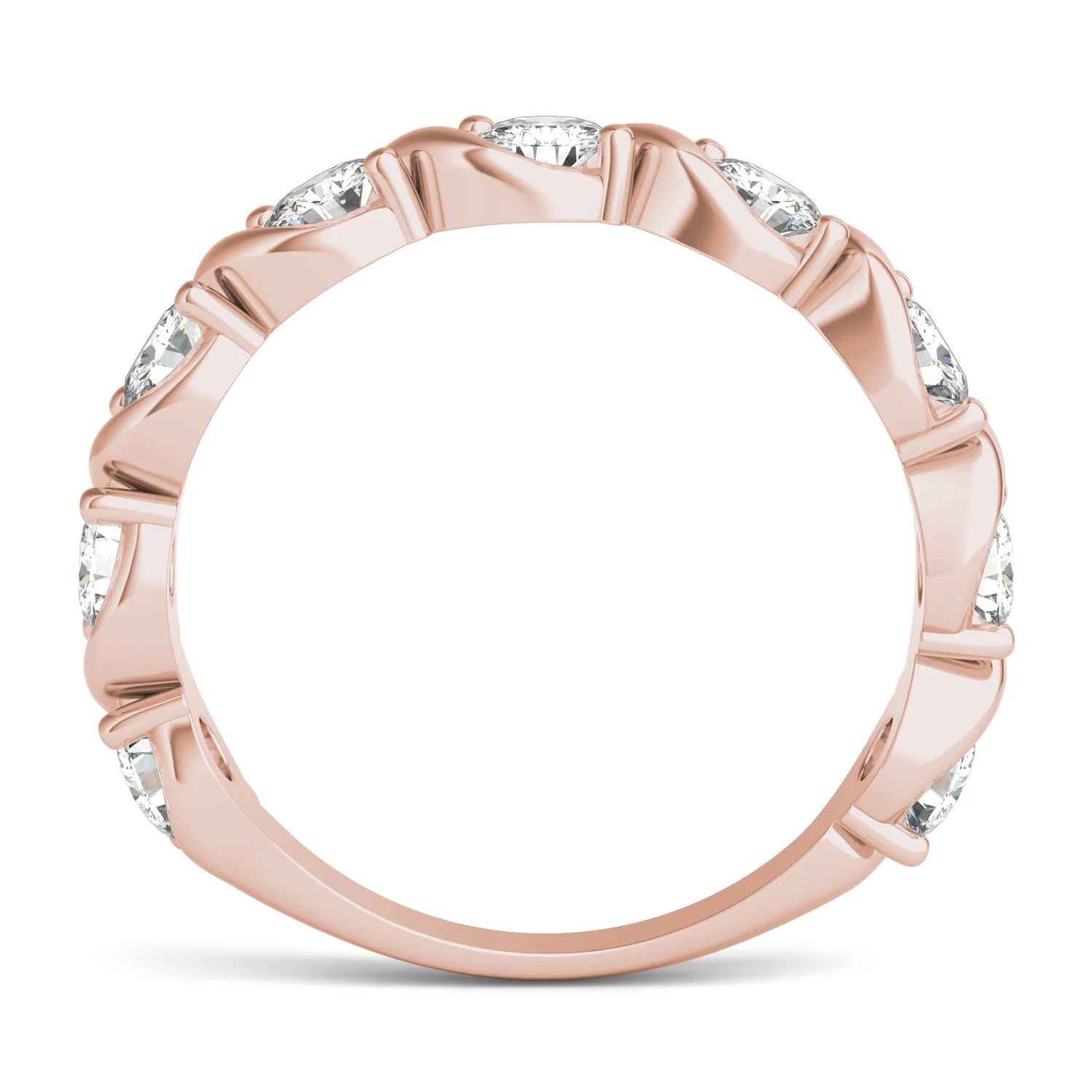 0.90 CTW DEW Round Moissanite Anniversary Band in 14K Rose Gold - Image 3