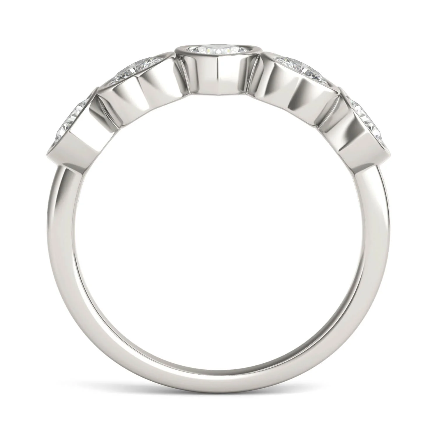 1.15 CTW DEW Heart Moissanite Five-Stone Band in Sterling Silver - Image 3