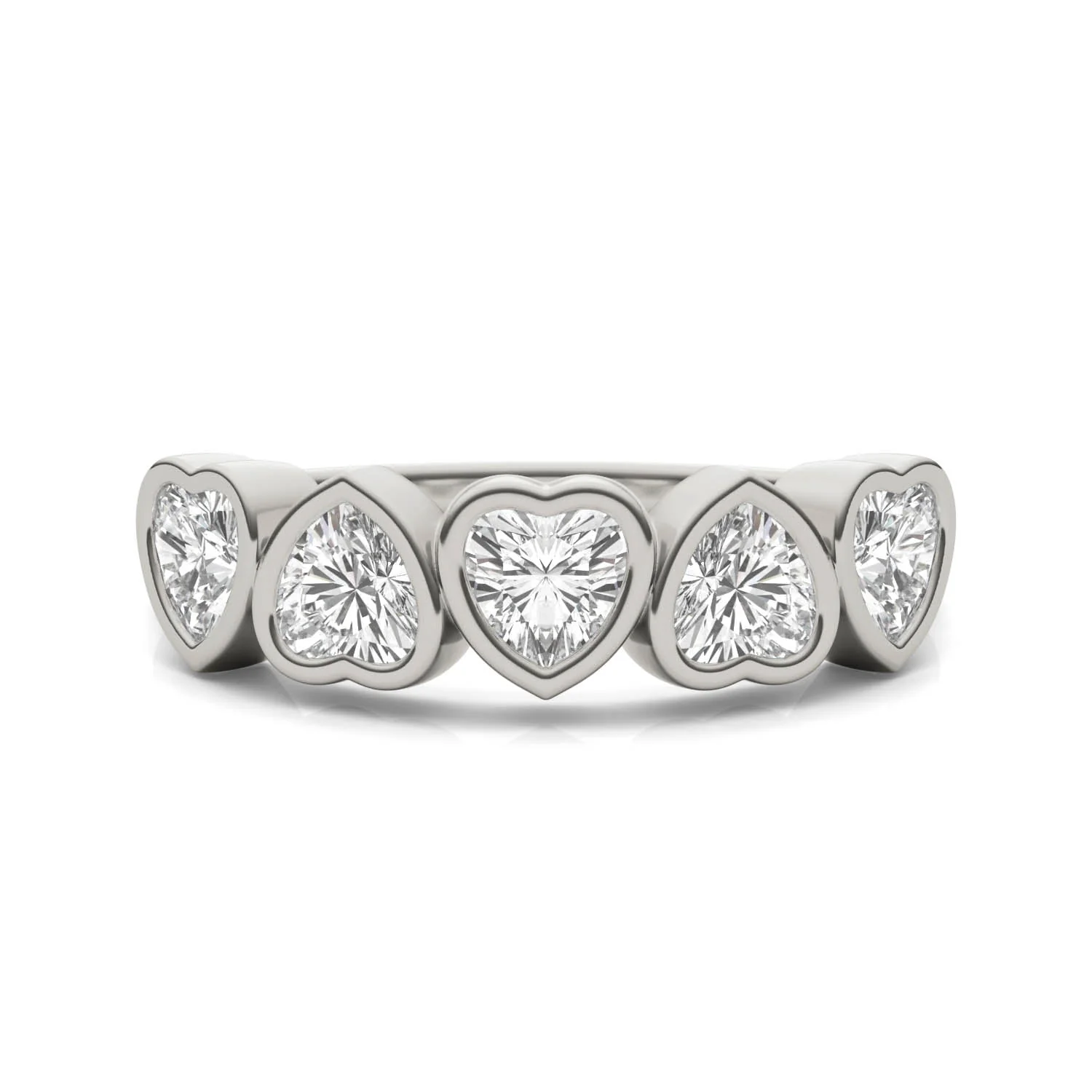 1.15 CTW DEW Heart Moissanite Five-Stone Band in Sterling Silver - Image 4