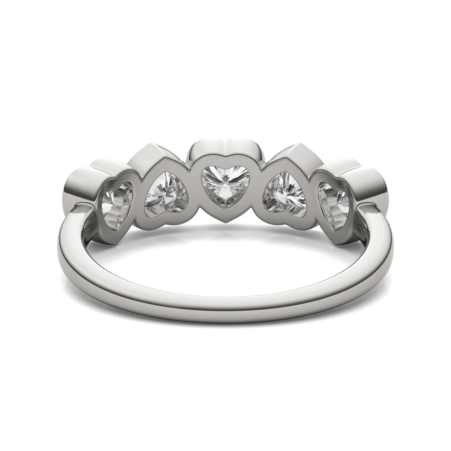 1.15 CTW DEW Heart Moissanite Five-Stone Band in Sterling Silver - Image 6