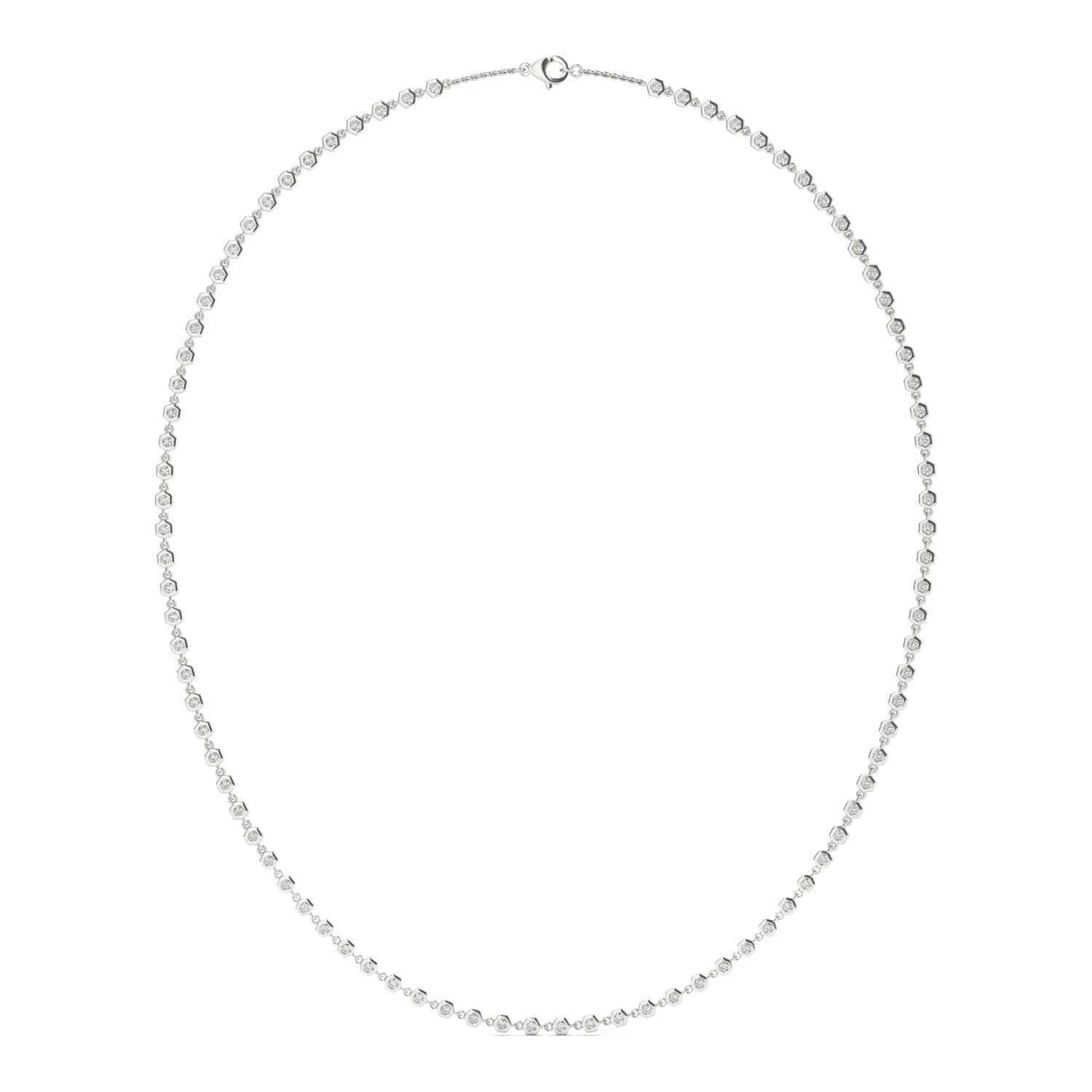 1.29 CTW DEW Moissanite Bezel Station Necklace in Sterling Silver