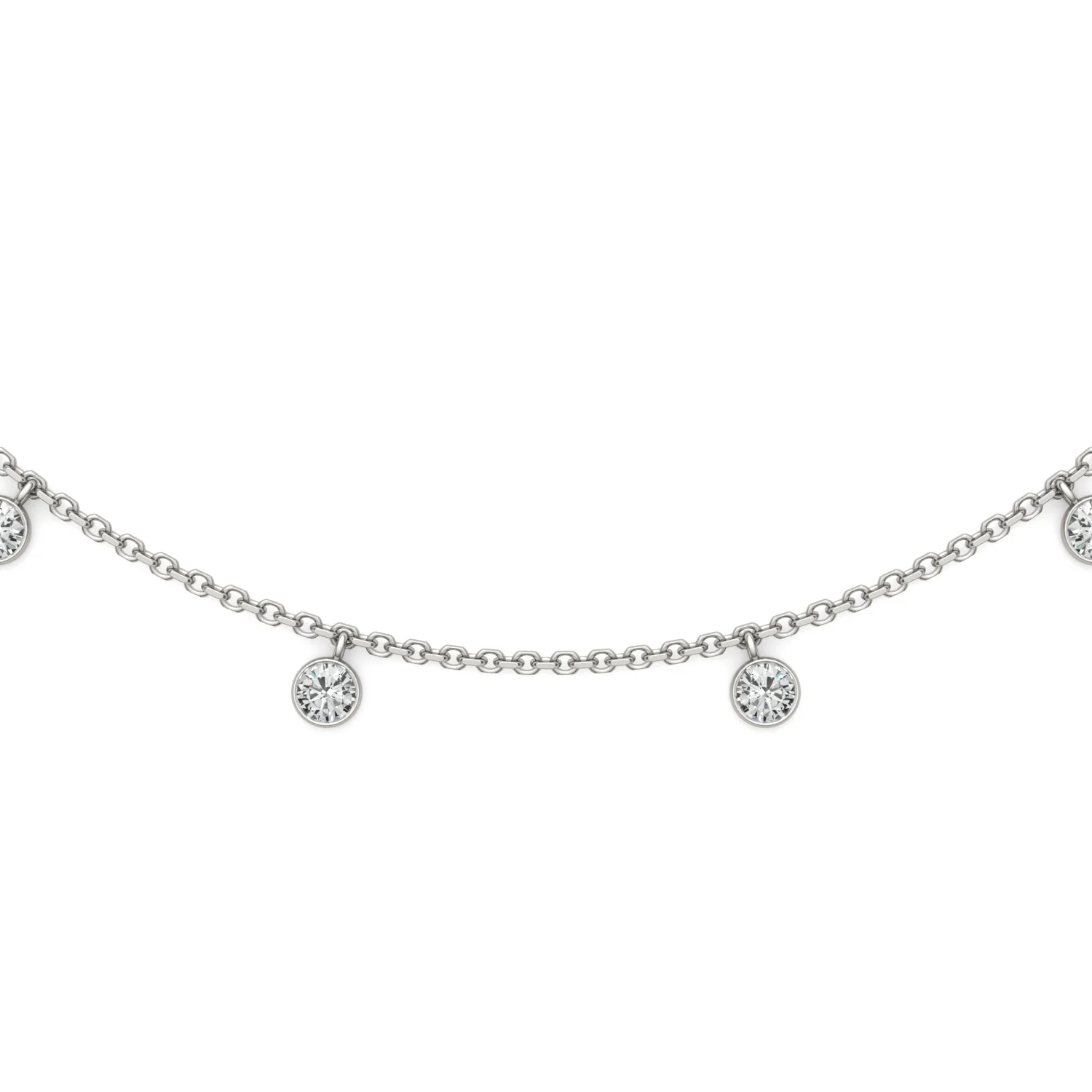 1.86 CTW DEW Round Moissanite Drop Station Necklace in Sterling Silver - Image 3