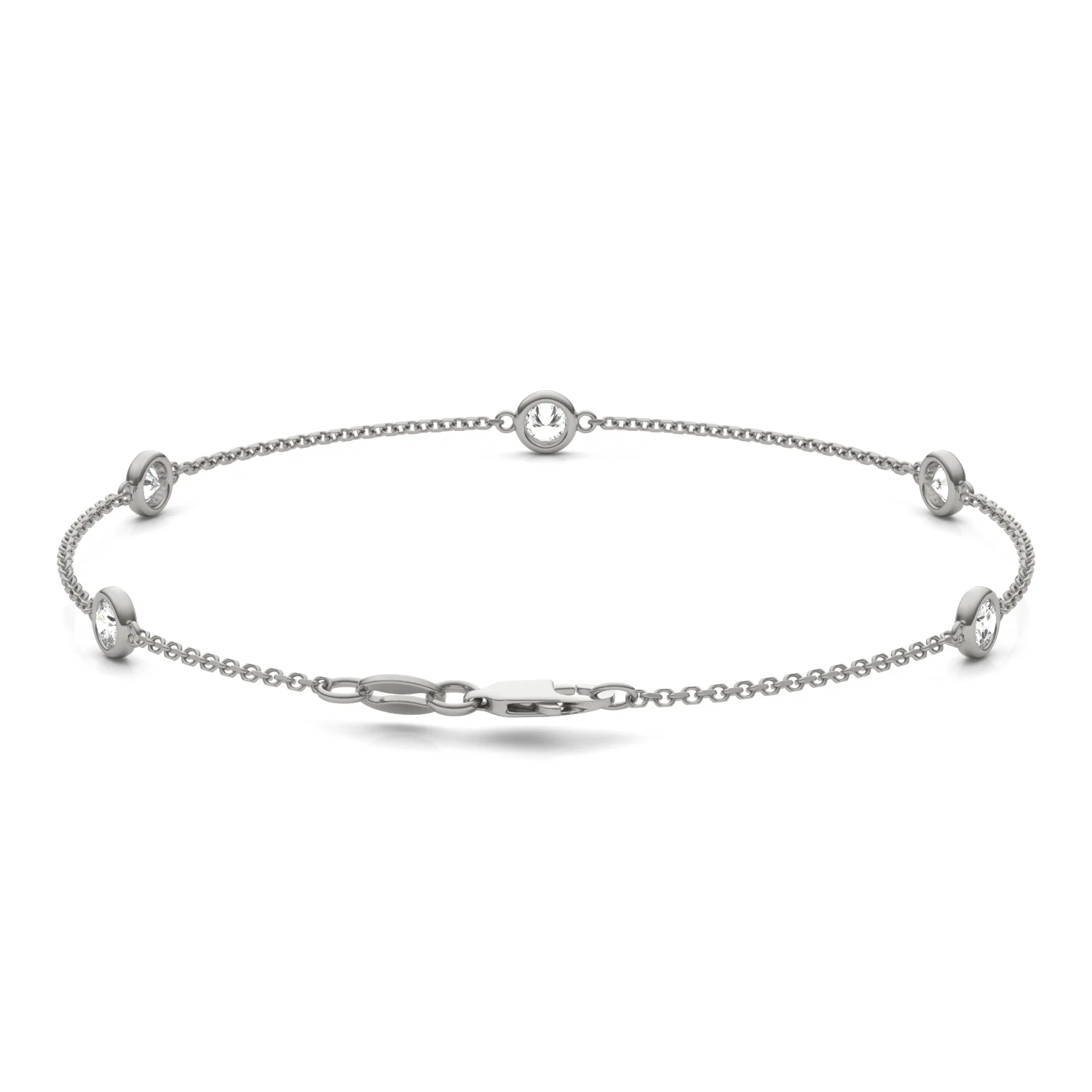 0.50 CTW DEW Round Moissanite 5-Stone Station Bracelet in Sterling Silver - Image 3