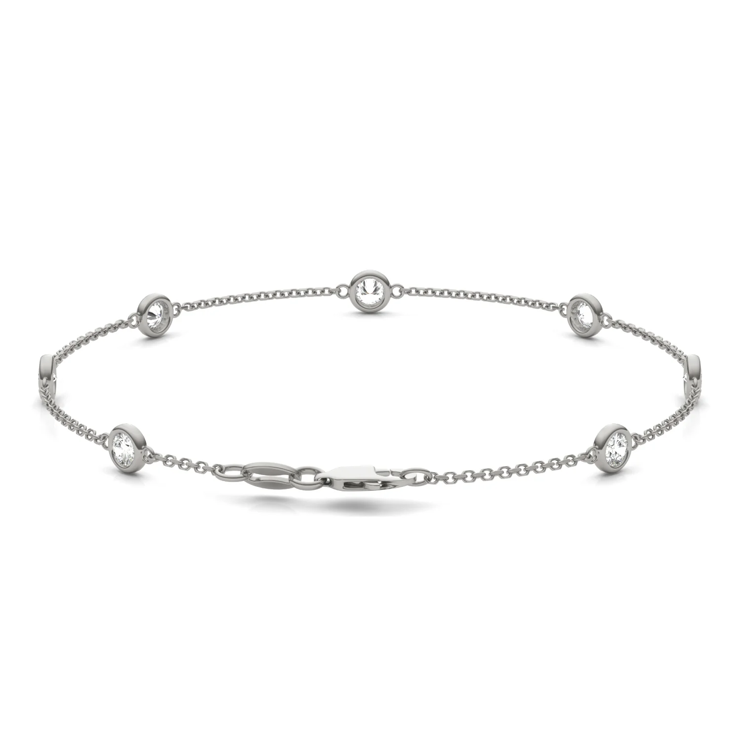 0.70 CTW DEW Round Moissanite 7-Stone Station Bracelet in Sterling Silver - Image 3