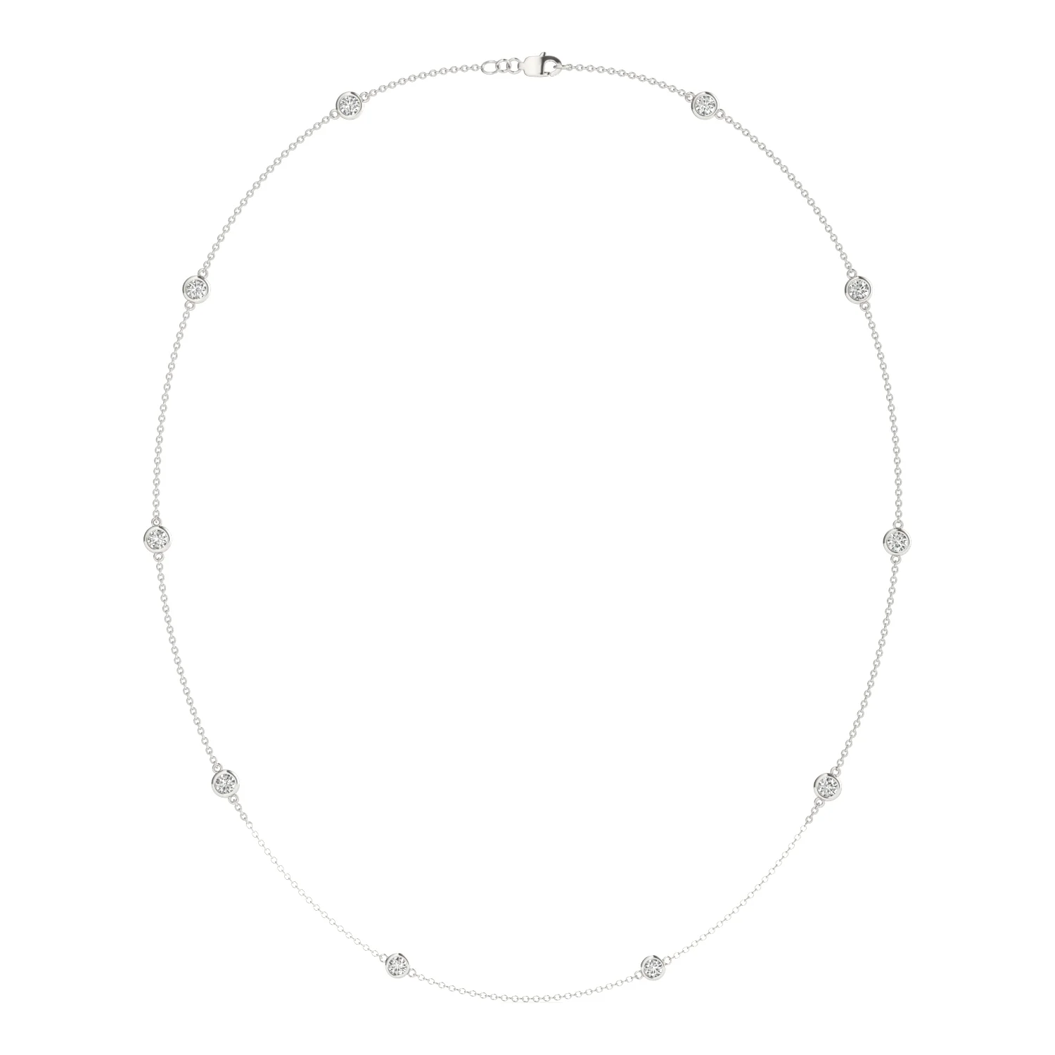 0.96 CTW DEW Round Moissanite Ten-Stone Station Necklace in Sterling Silver