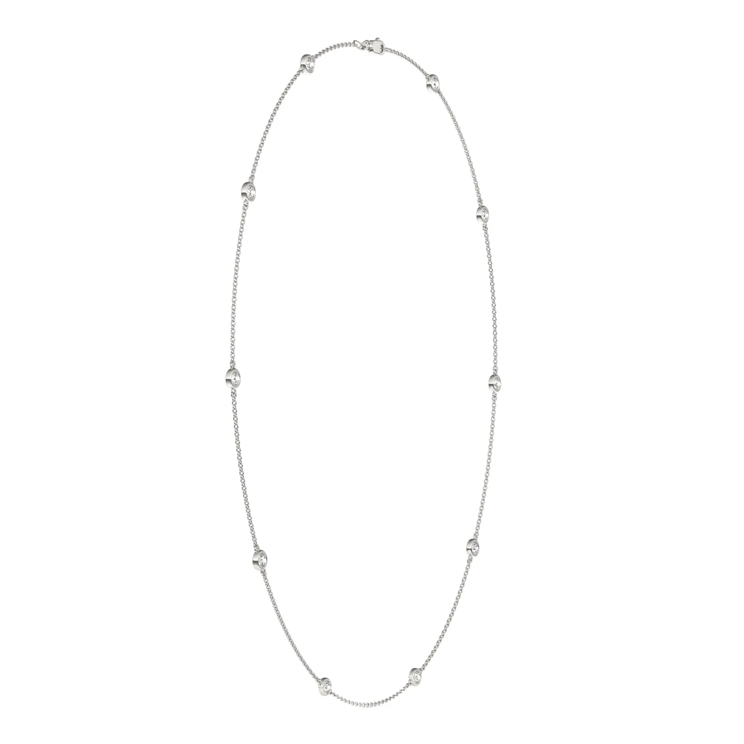0.96 CTW DEW Round Moissanite Ten-Stone Station Necklace in Sterling Silver - Image 2