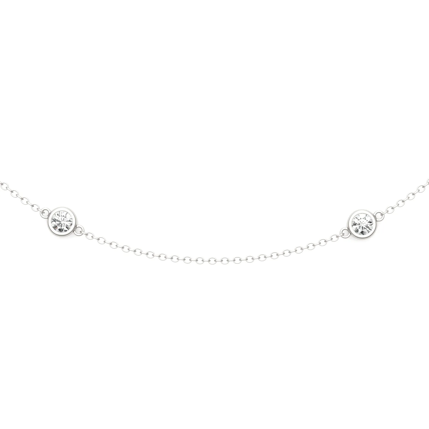 0.96 CTW DEW Round Moissanite Ten-Stone Station Necklace in Sterling Silver - Image 3