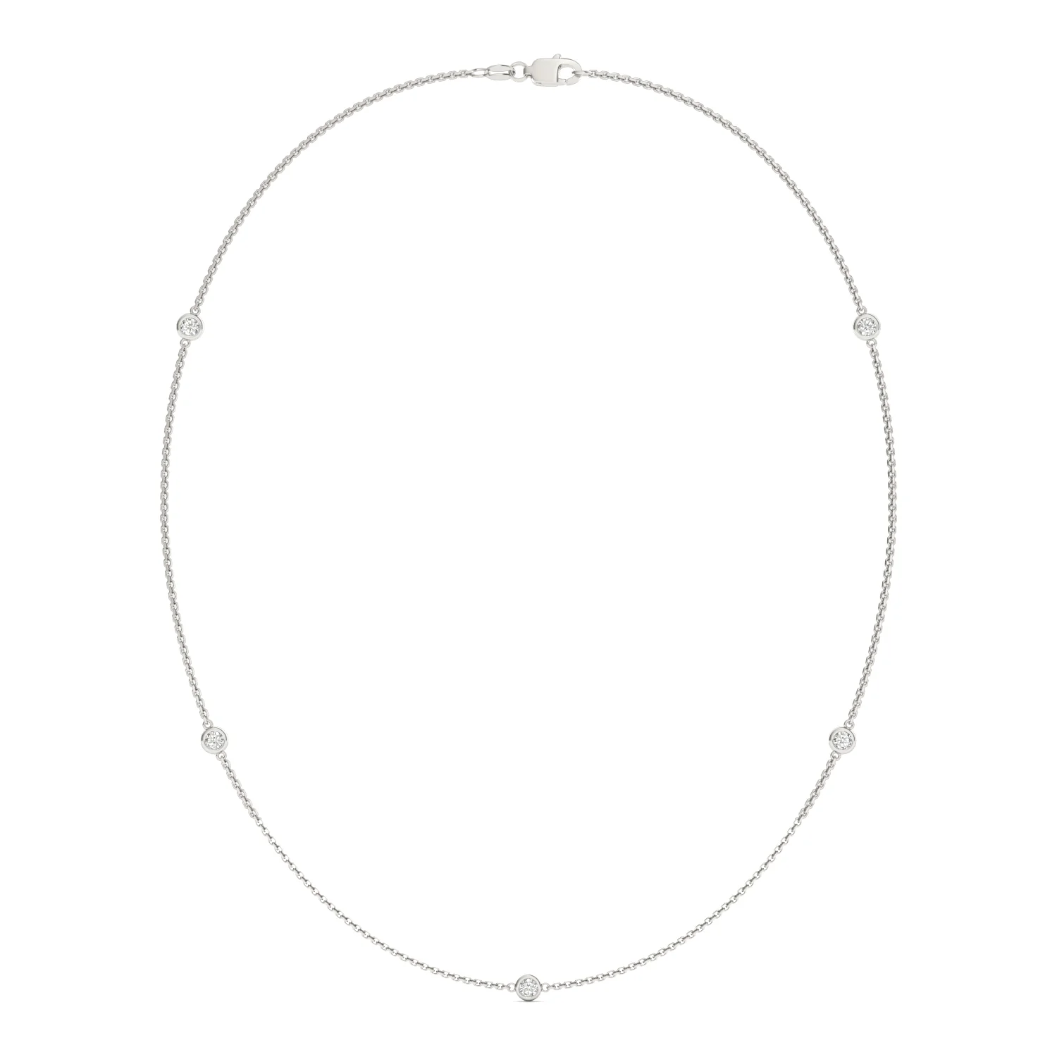 0.50 CTW DEW Round Moissanite Five-Stone Station Necklace in Sterling Silver