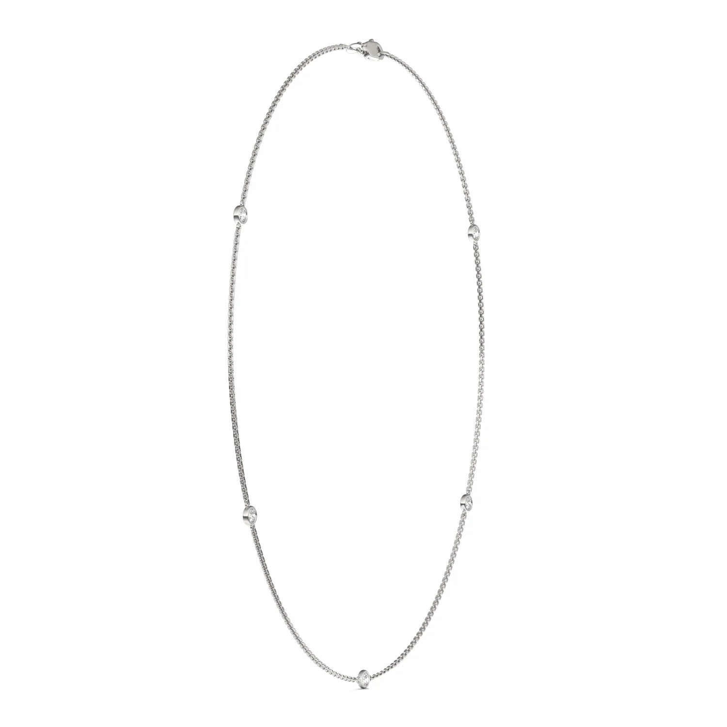 0.50 CTW DEW Round Moissanite Five-Stone Station Necklace in Sterling Silver - Image 2