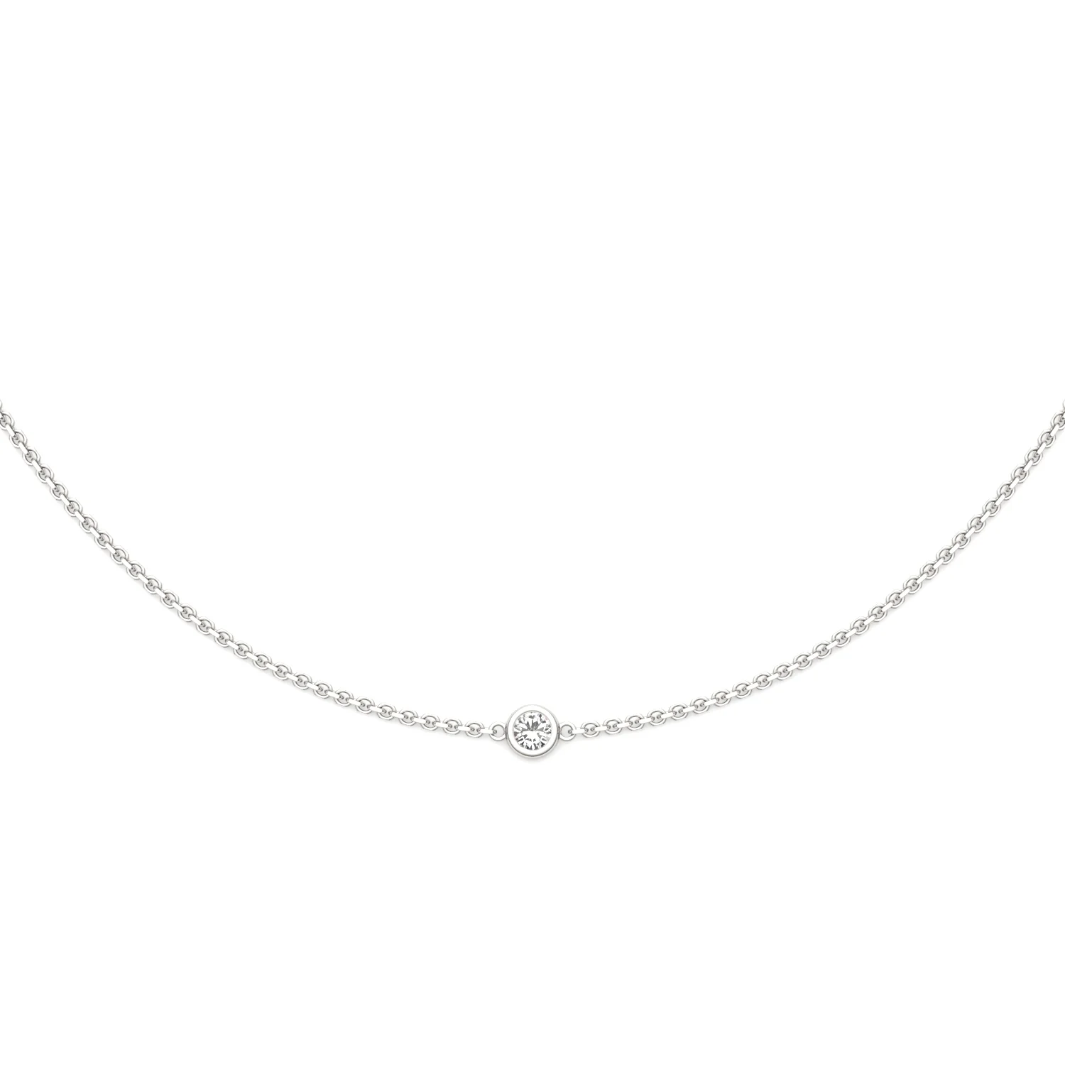 0.50 CTW DEW Round Moissanite Five-Stone Station Necklace in Sterling Silver - Image 3