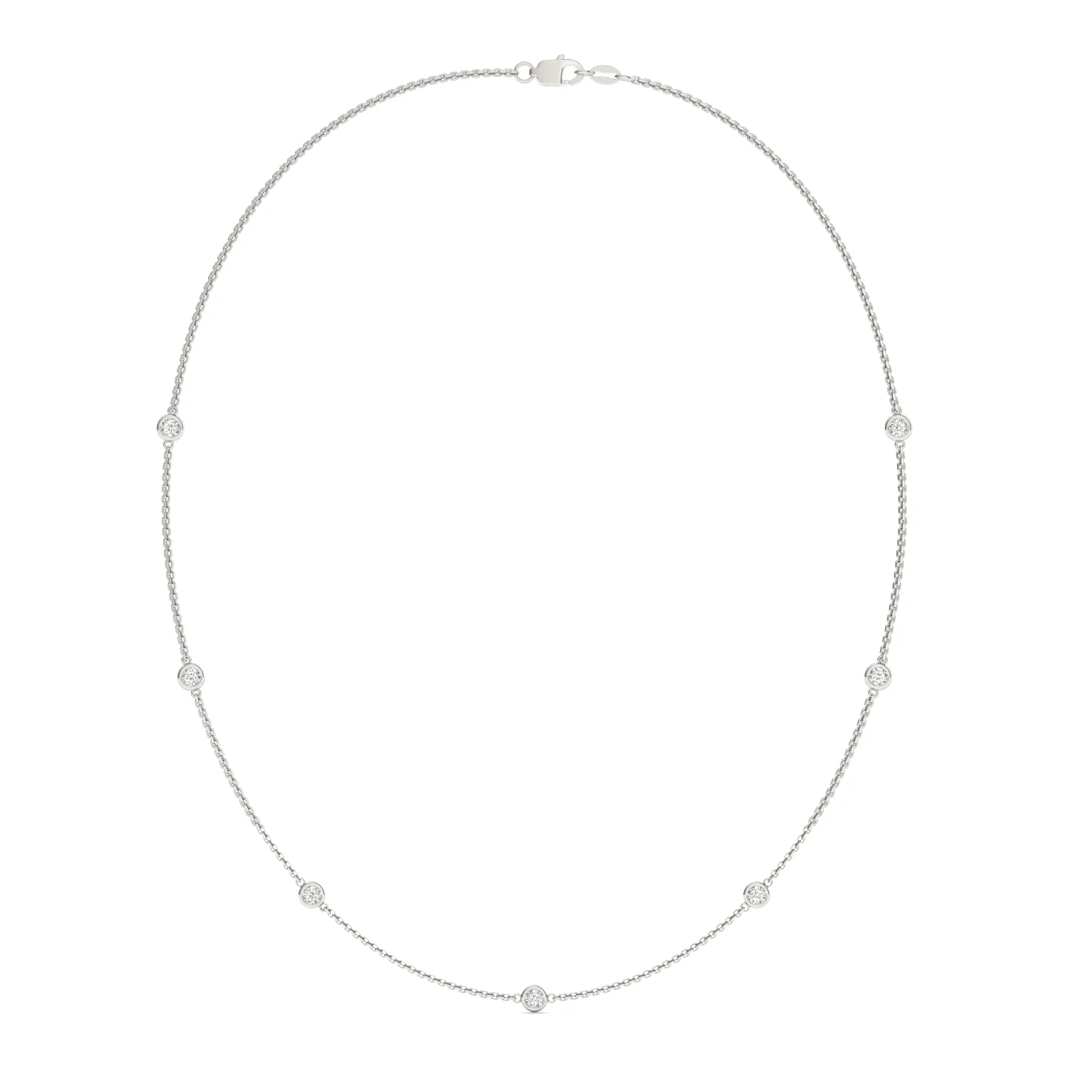 0.70 CTW DEW Round Moissanite Seven-Stone Station Necklace in Sterling Silver