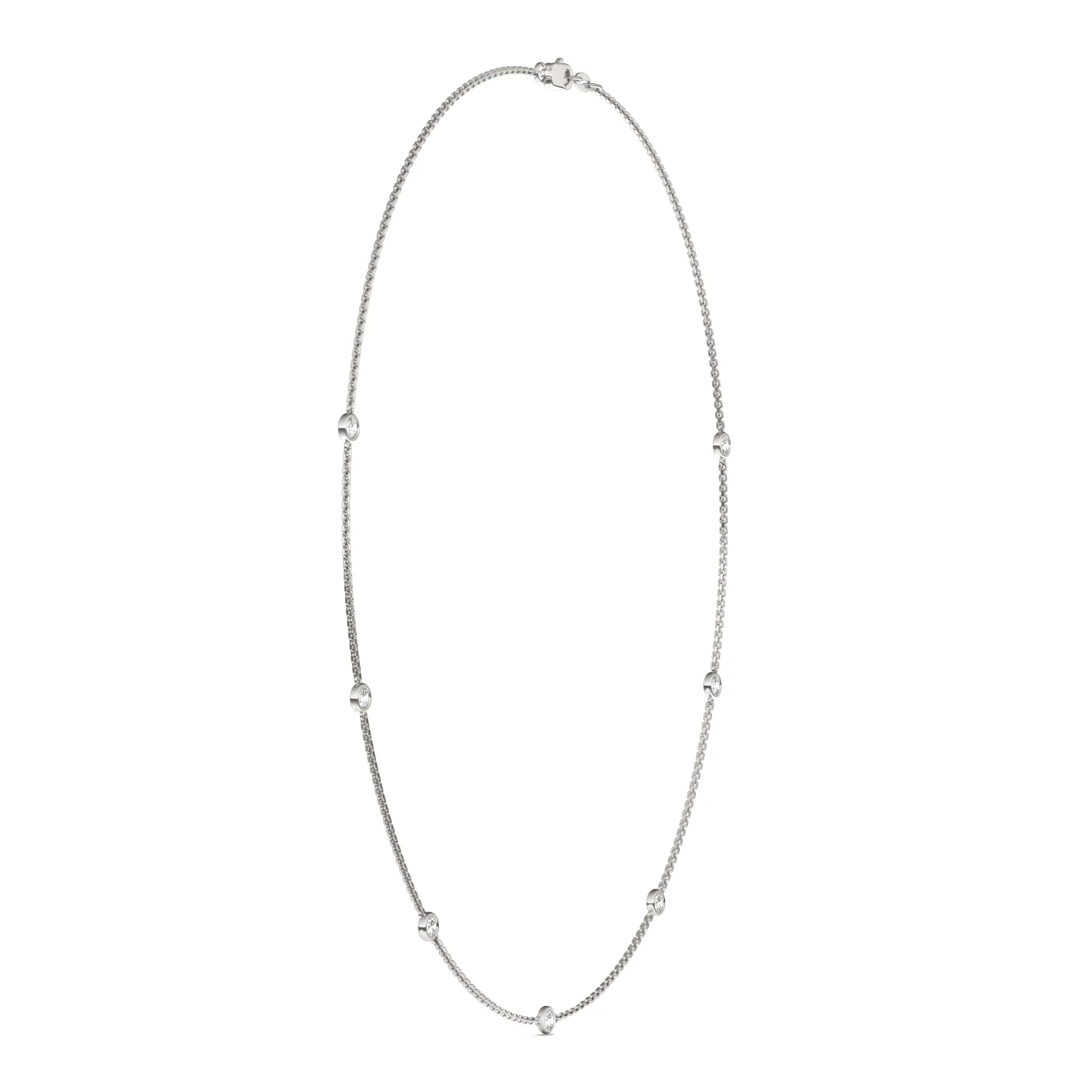 0.70 CTW DEW Round Moissanite Seven-Stone Station Necklace in Sterling Silver - Image 2