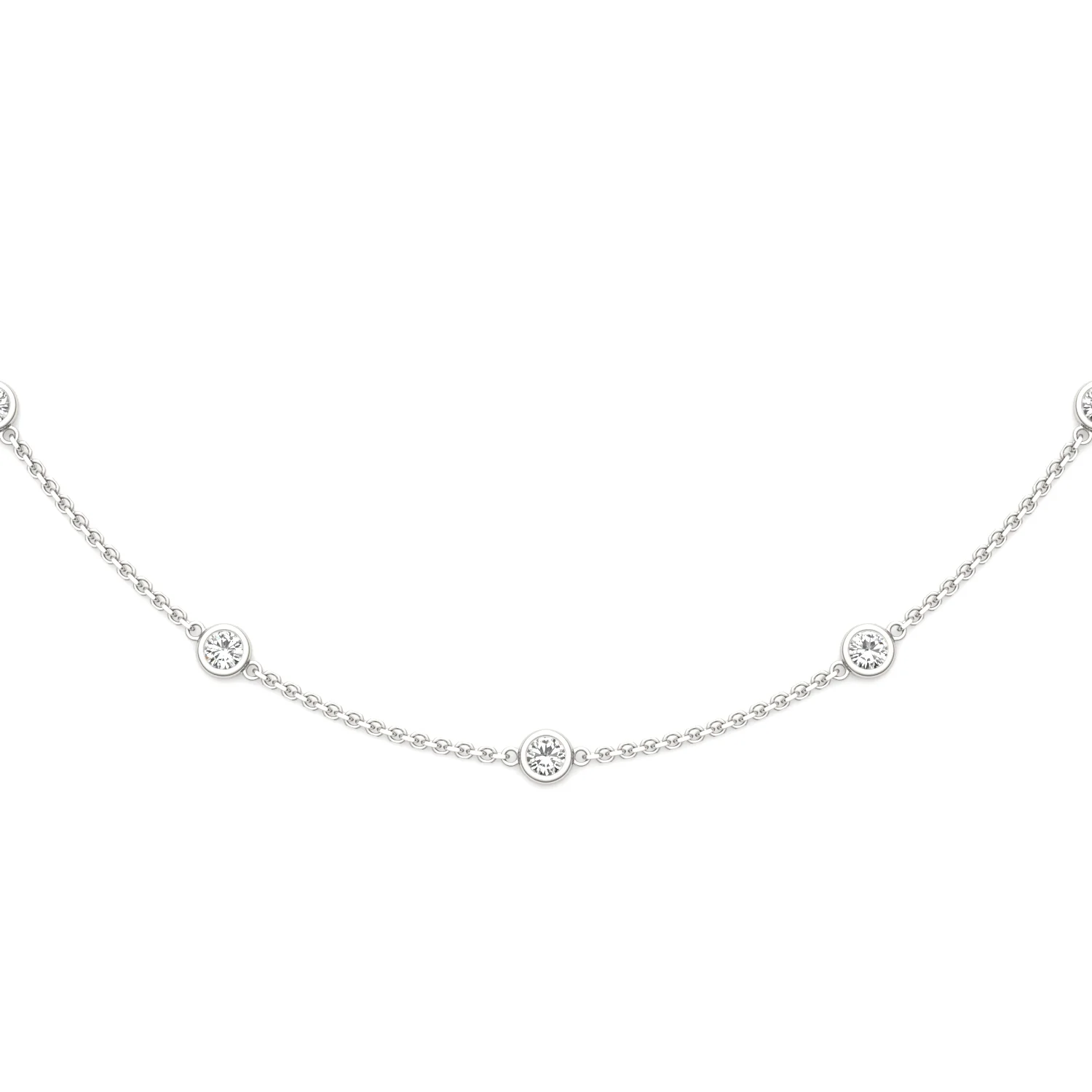 0.90 CTW DEW Round Moissanite Nine-Stone Station Necklace in Sterling Silver - Image 3