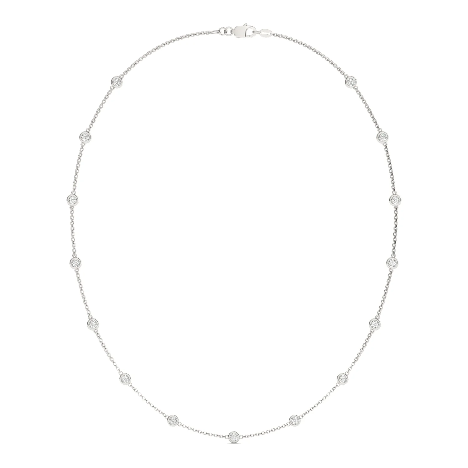 1.50 CTW DEW Round Moissanite Fifteen-Stone Station Necklace in Sterling Silver