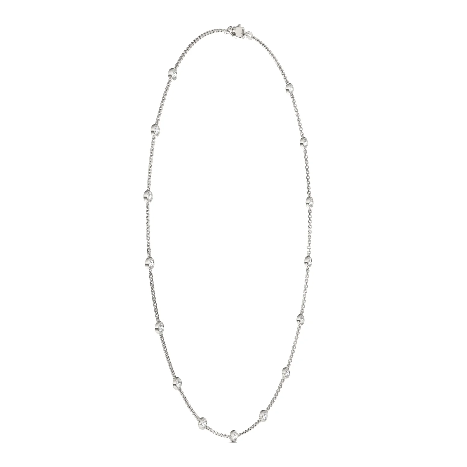 1.50 CTW DEW Round Moissanite Fifteen-Stone Station Necklace in Sterling Silver - Image 2