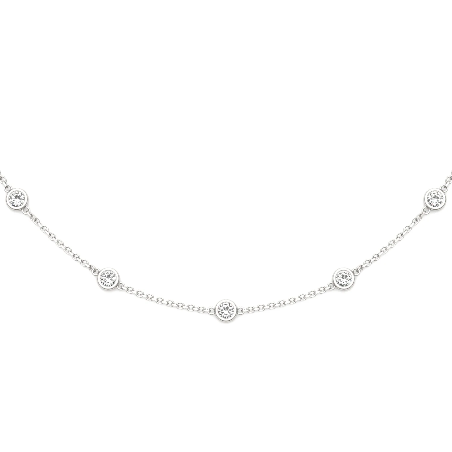 1.50 CTW DEW Round Moissanite Fifteen-Stone Station Necklace in Sterling Silver - Image 3