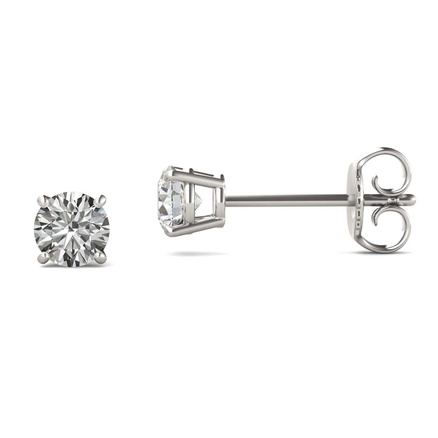 0.66 CTW DEW Round Moissanite Basket Stud Earrings in Sterling Silver - Image 2