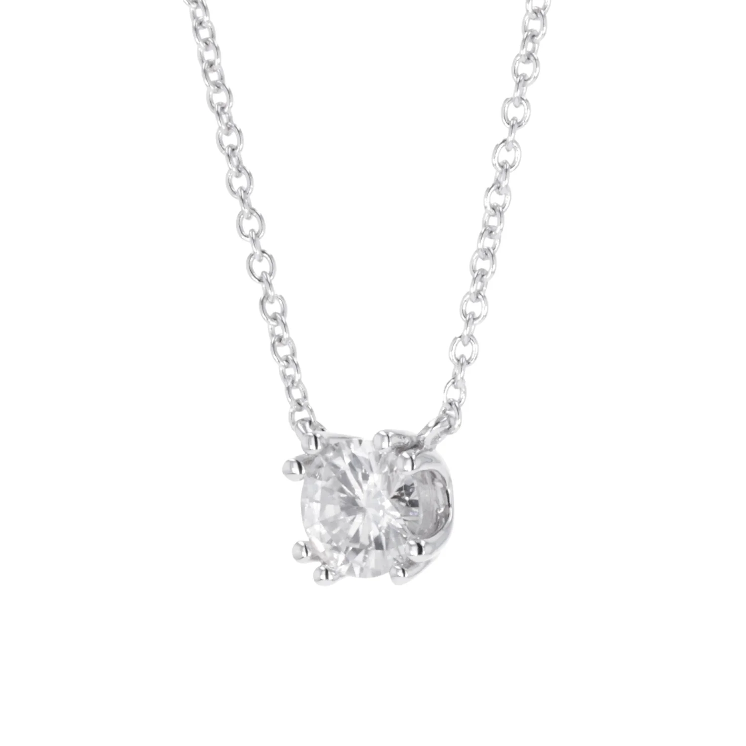 1.00 CTW DEW Round Moissanite Necklace in Sterling Silver - Image 2