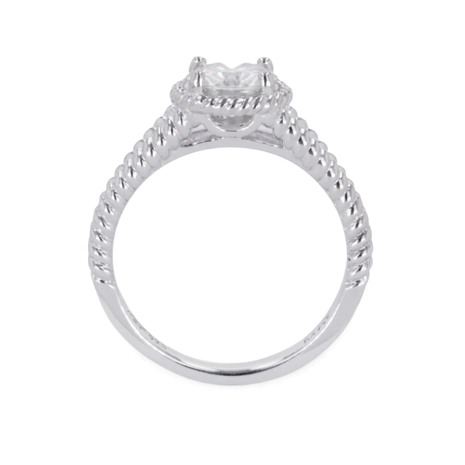 1.00 CTW DEW Round Moissanite Split-Shank Engagement Ring in Sterling Silver - Image 3