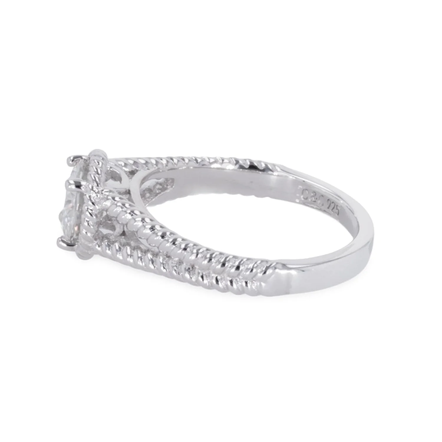 1.00 CTW DEW Round Moissanite Split-Shank Engagement Ring in Sterling Silver - Image 4