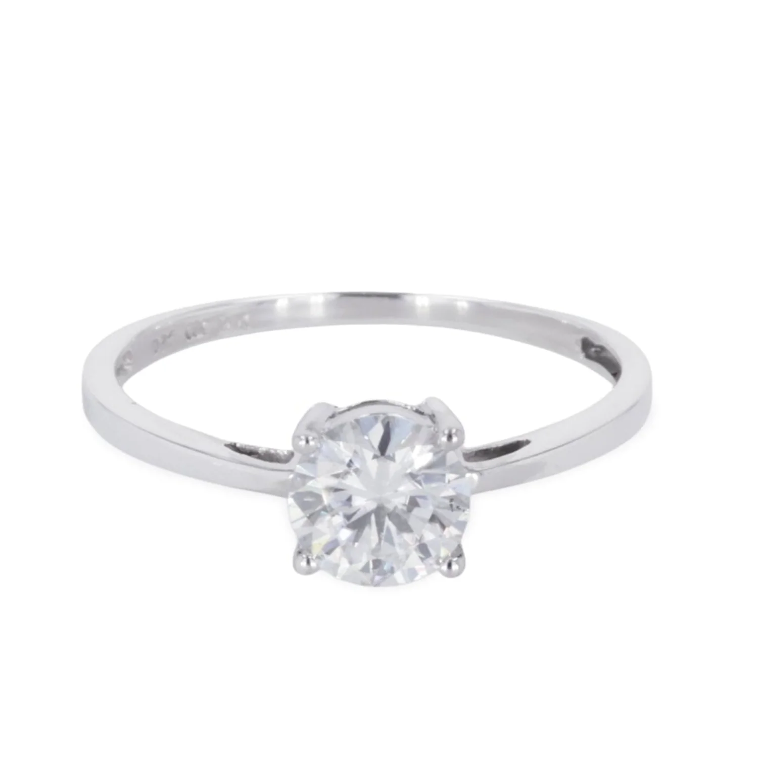 1.00 CTW DEW Round Moissanite Solitaire Engagement Ring in Sterling Silver