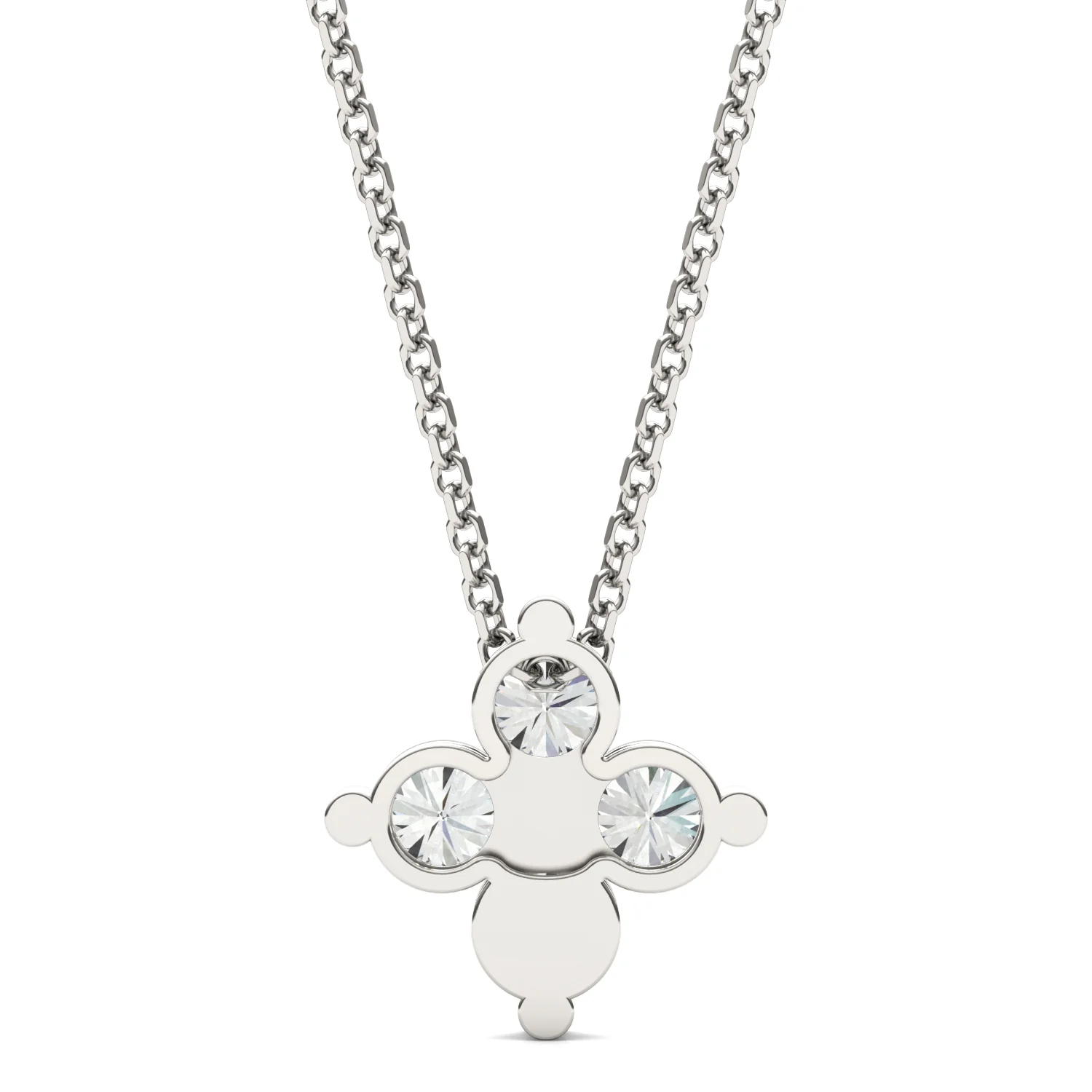 0.92 CTW DEW Moissanite Floral Pendant in Sterling Silver - Image 3
