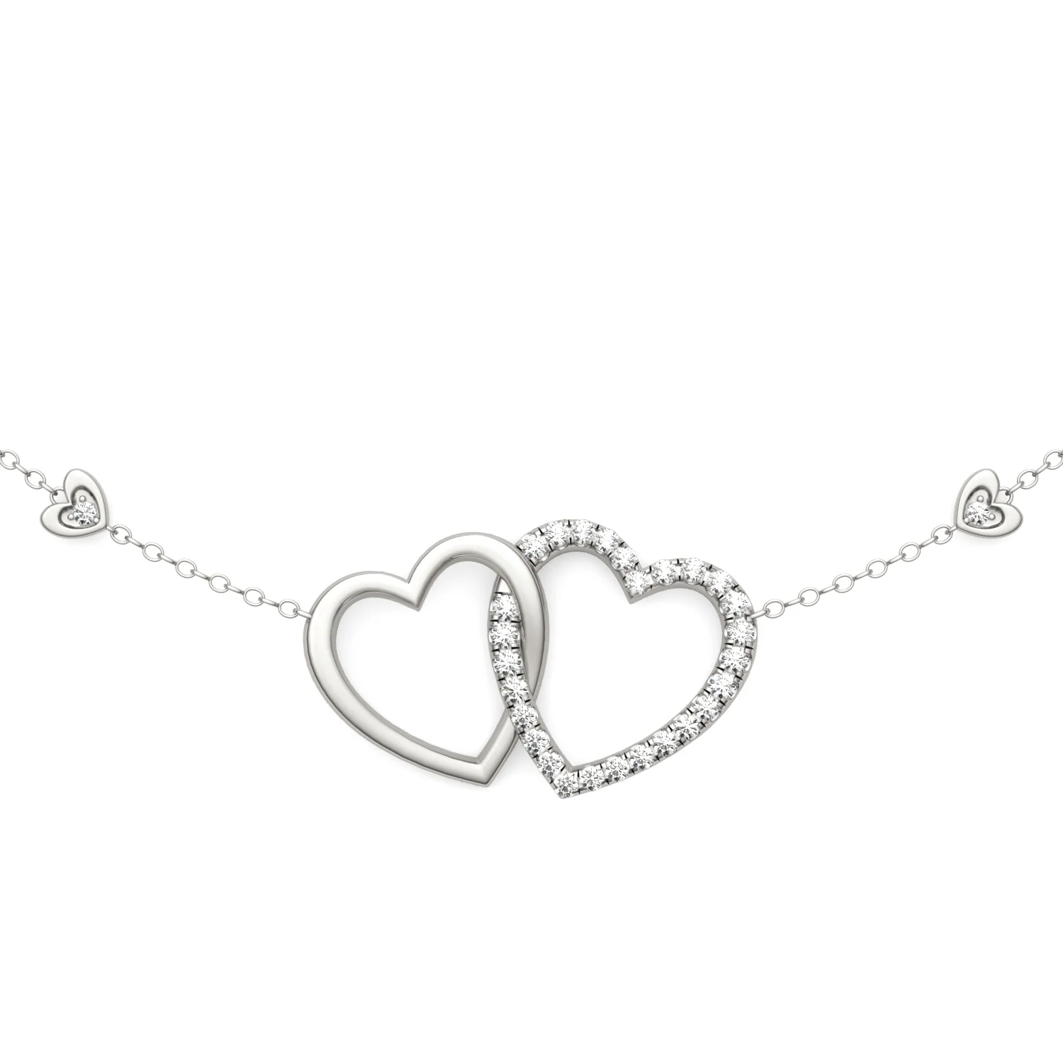 0.40 CTW DEW Moissanite Heart Station Necklace in Sterling Silver - Image 3
