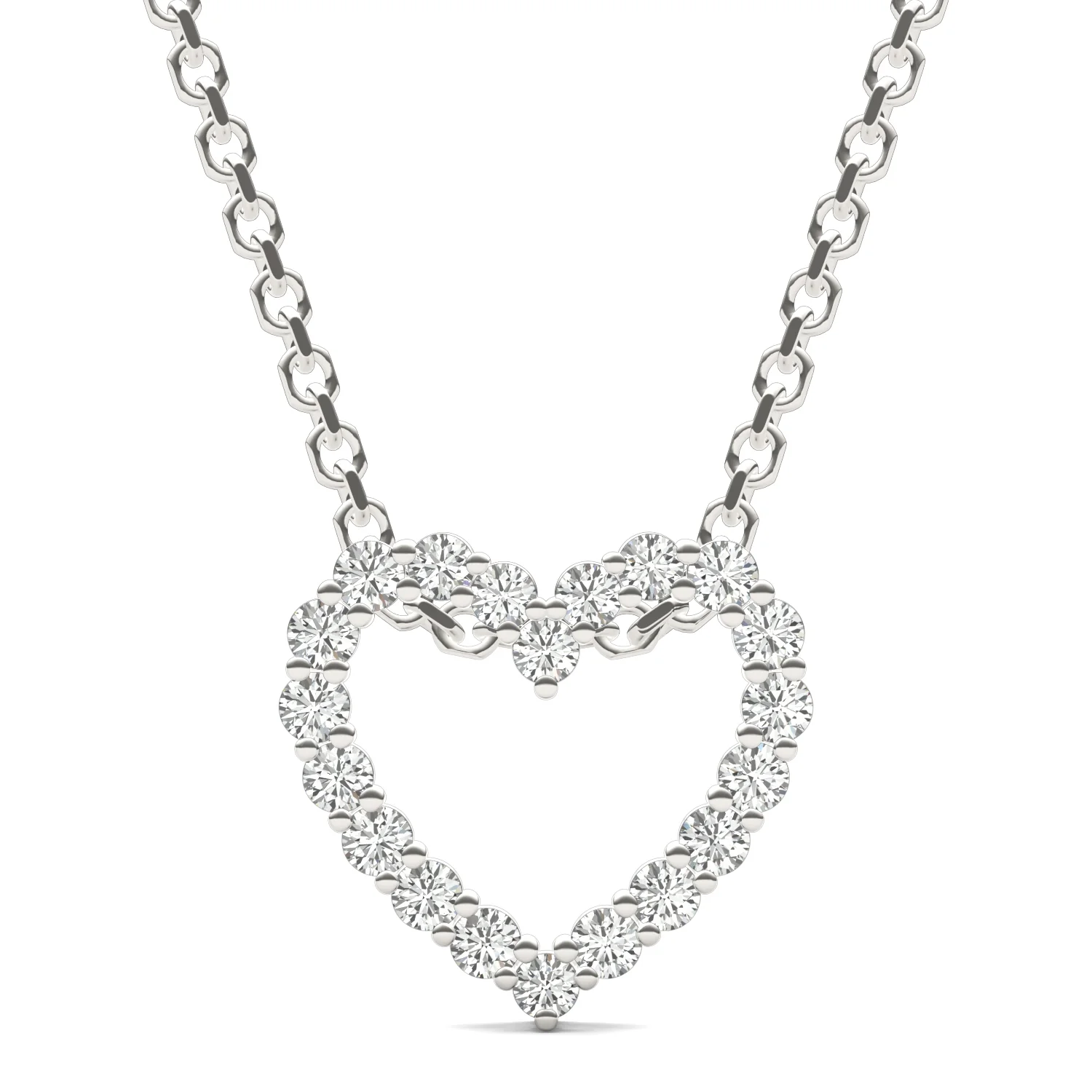0.28 CTW DEW Round Moissanite Heart Sliding Pendant in Sterling Silver