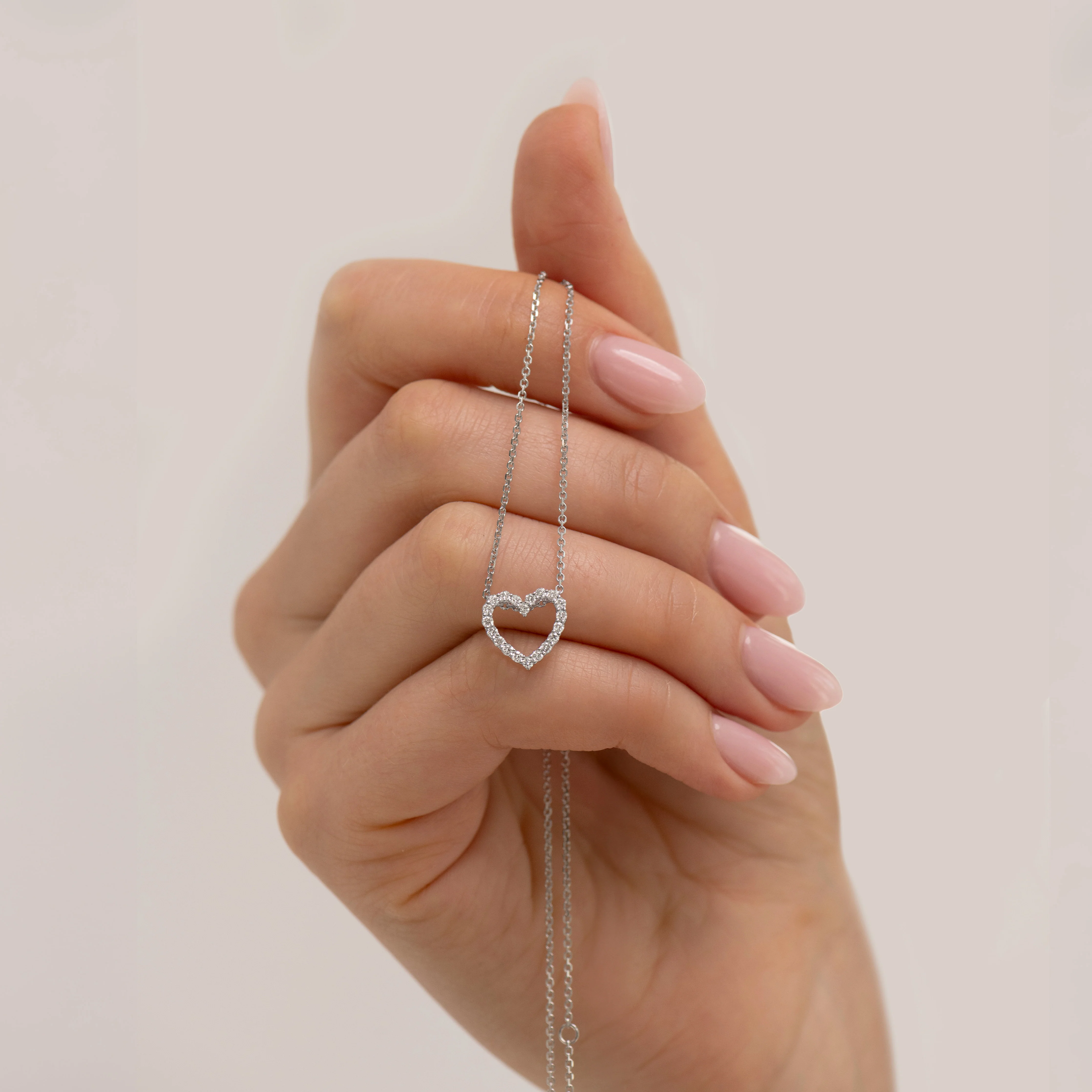 0.28 CTW DEW Round Moissanite Heart Sliding Pendant in Sterling Silver - Image 4
