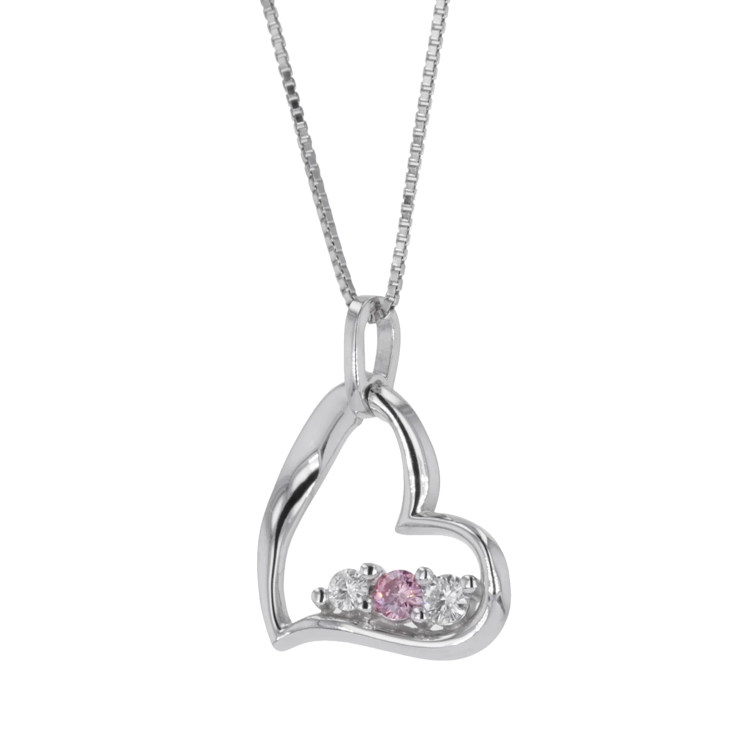 0.26 CTW DEW Pink Moissanite Heart Pendant in Sterling Silver - Image 2