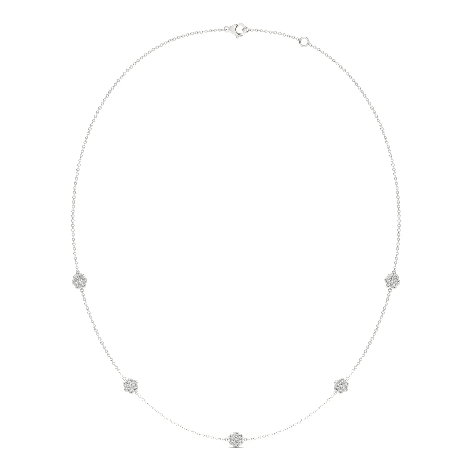 0.53 CTW DEW Moissanite Floral Station Necklace in Sterling Silver