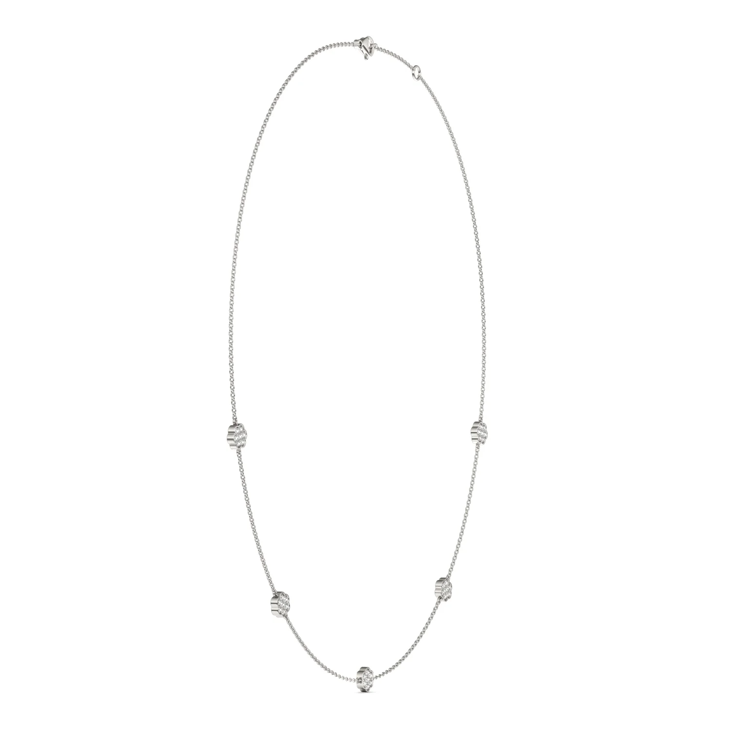 0.53 CTW DEW Moissanite Floral Station Necklace in Sterling Silver - Image 2