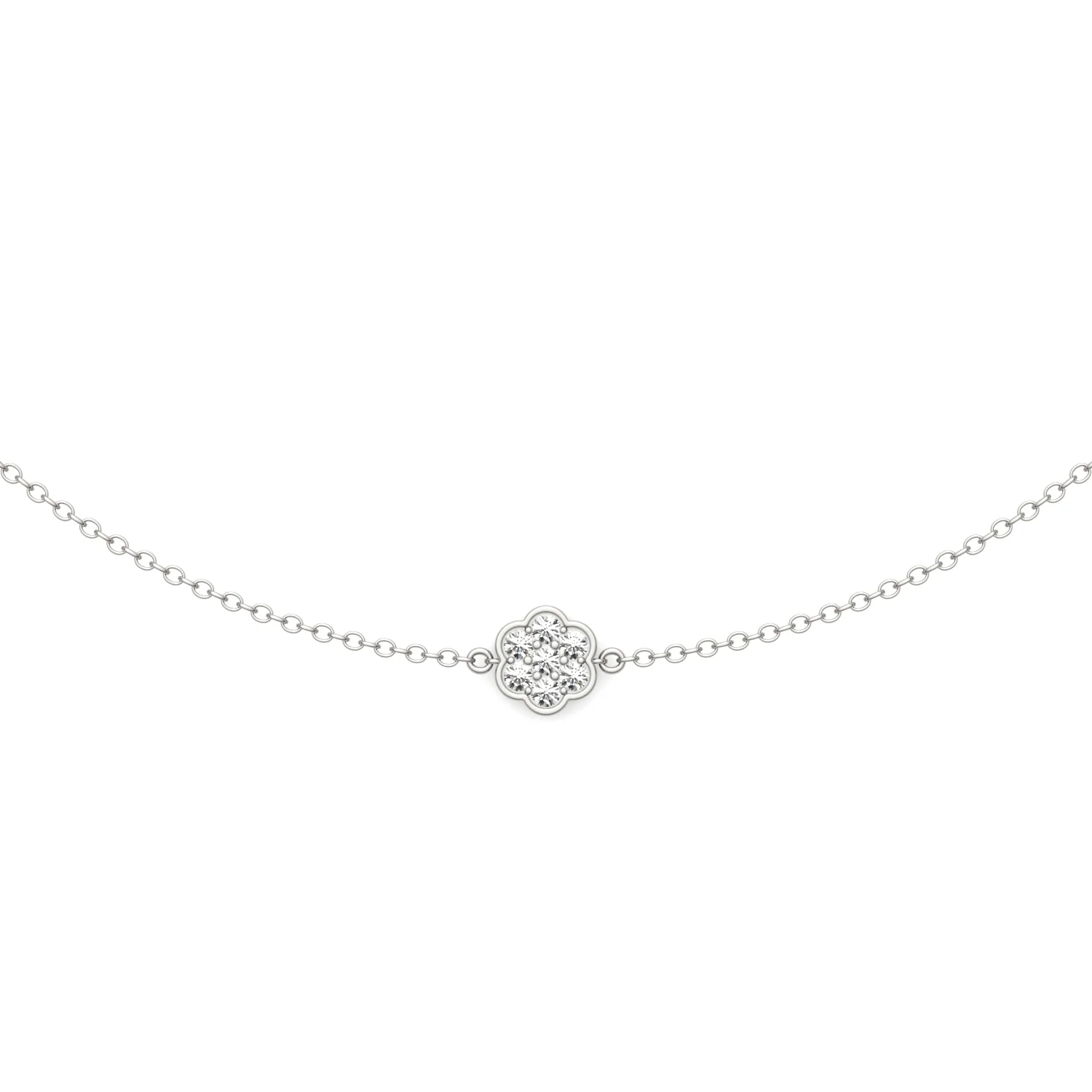 0.53 CTW DEW Moissanite Floral Station Necklace in Sterling Silver - Image 3