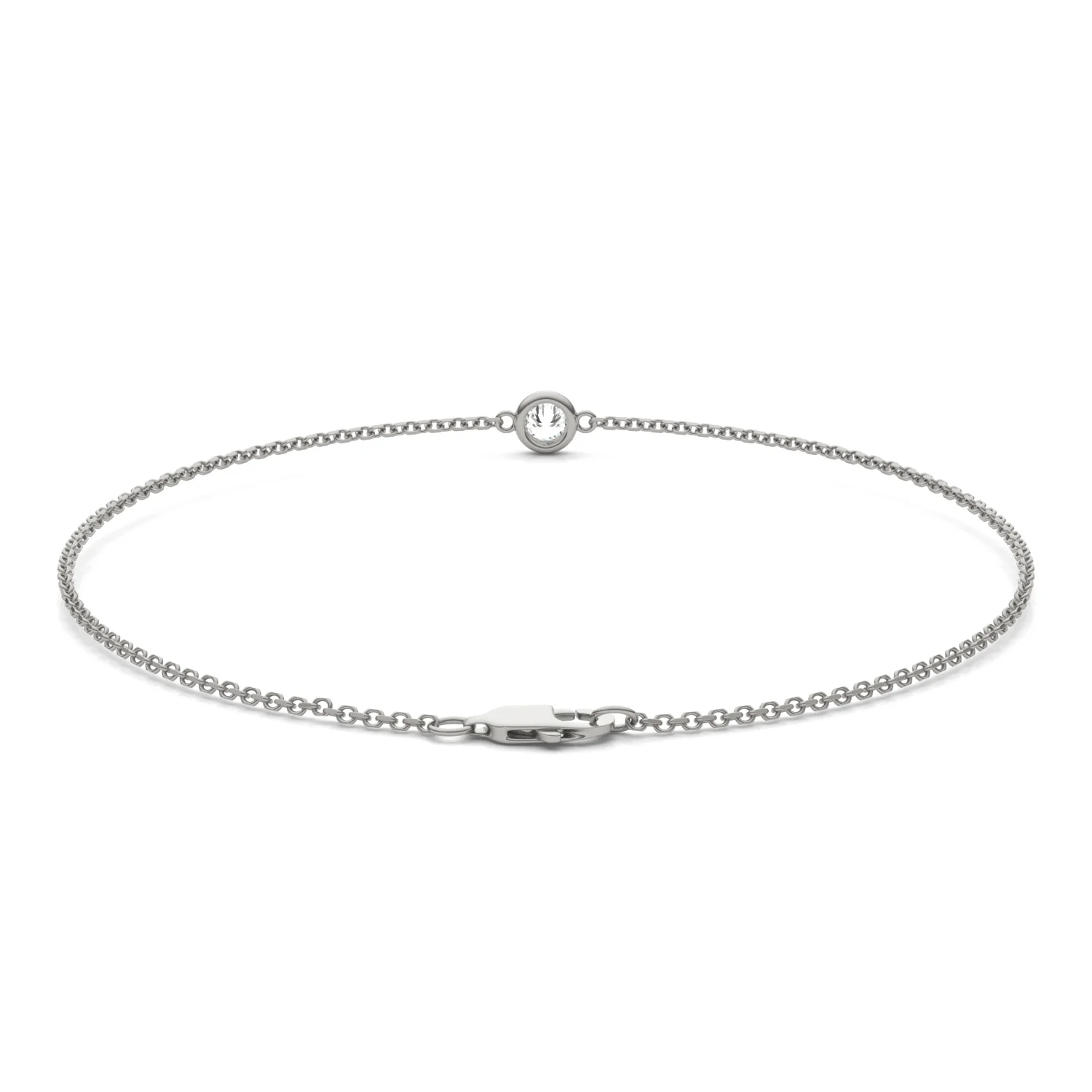 0.10 CTW DEW Round Moissanite Single Stone Station Bracelet in Sterling Silver - Image 3