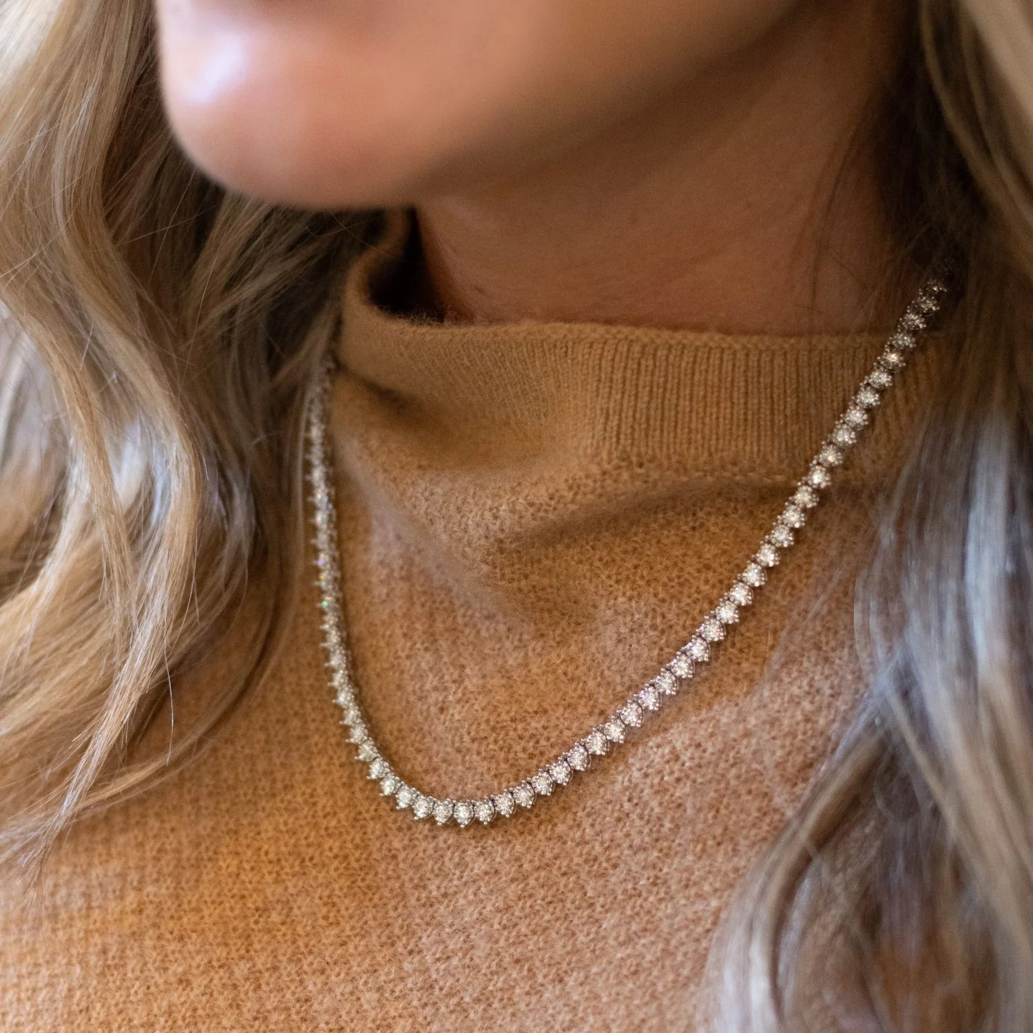 5.57 CTW DEW Round Moissanite Tennis Necklace in Sterling Silver - Image 5